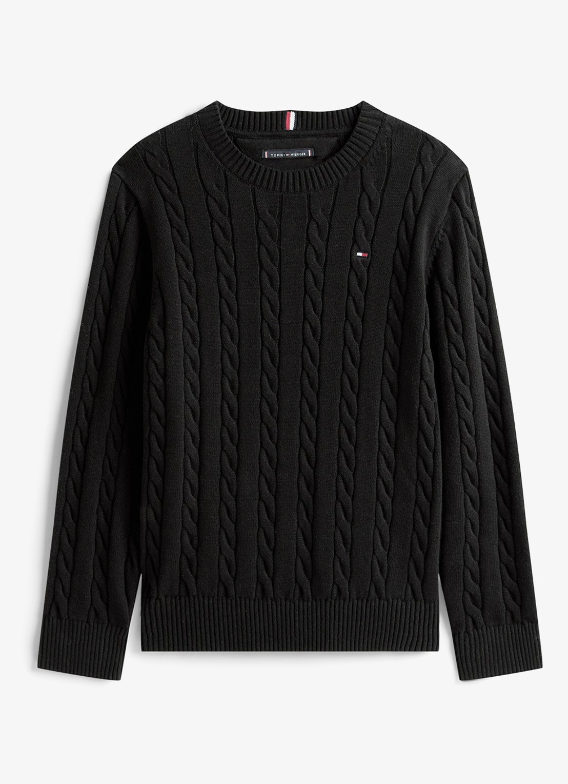 Tommy Hilfiger Essential Cable Knit Jumper - voorkant zwart