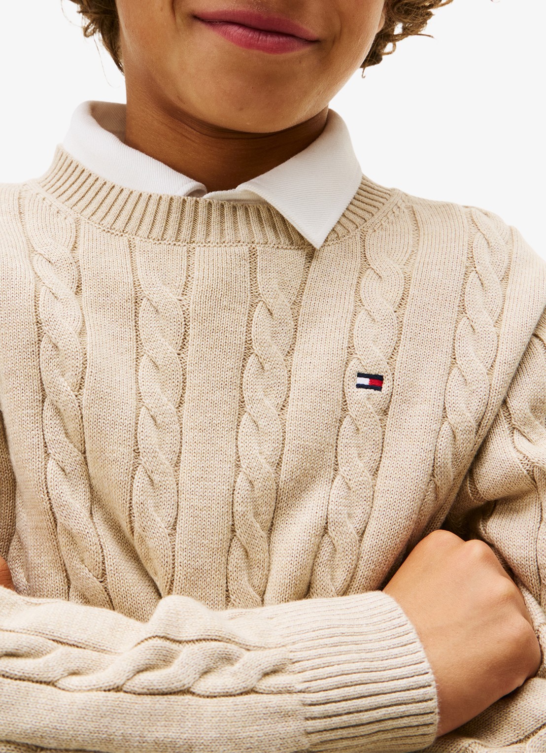 Tommy Hilfiger Essential Cable Knit Jumper - detail 4 beige