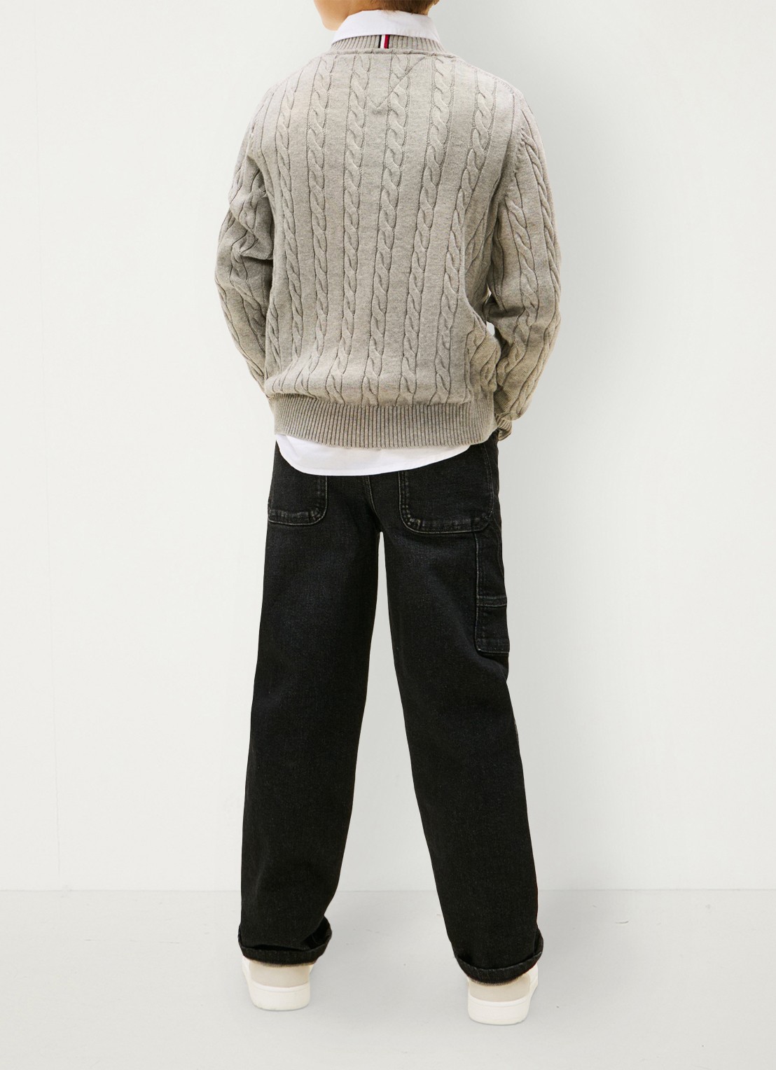 Tommy Hilfiger Essential Cable Knit Jumper - achterkant 5 grijs