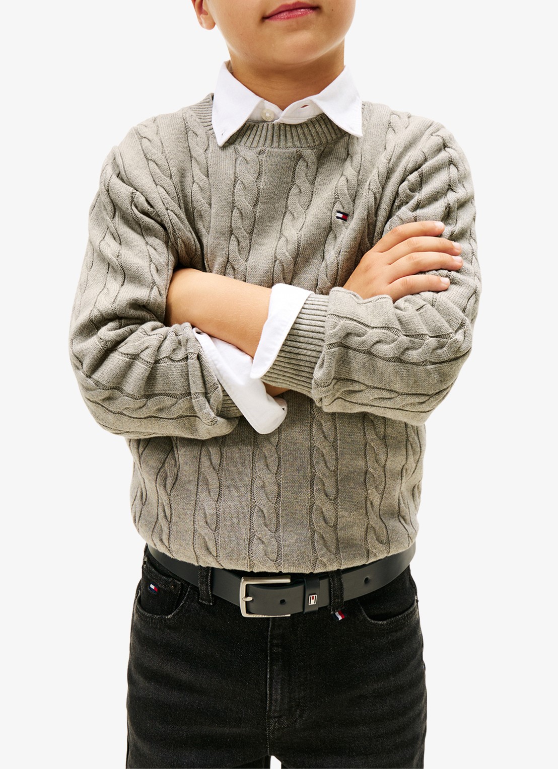 Tommy Hilfiger Essential Cable Knit Jumper - detail 3 grijs