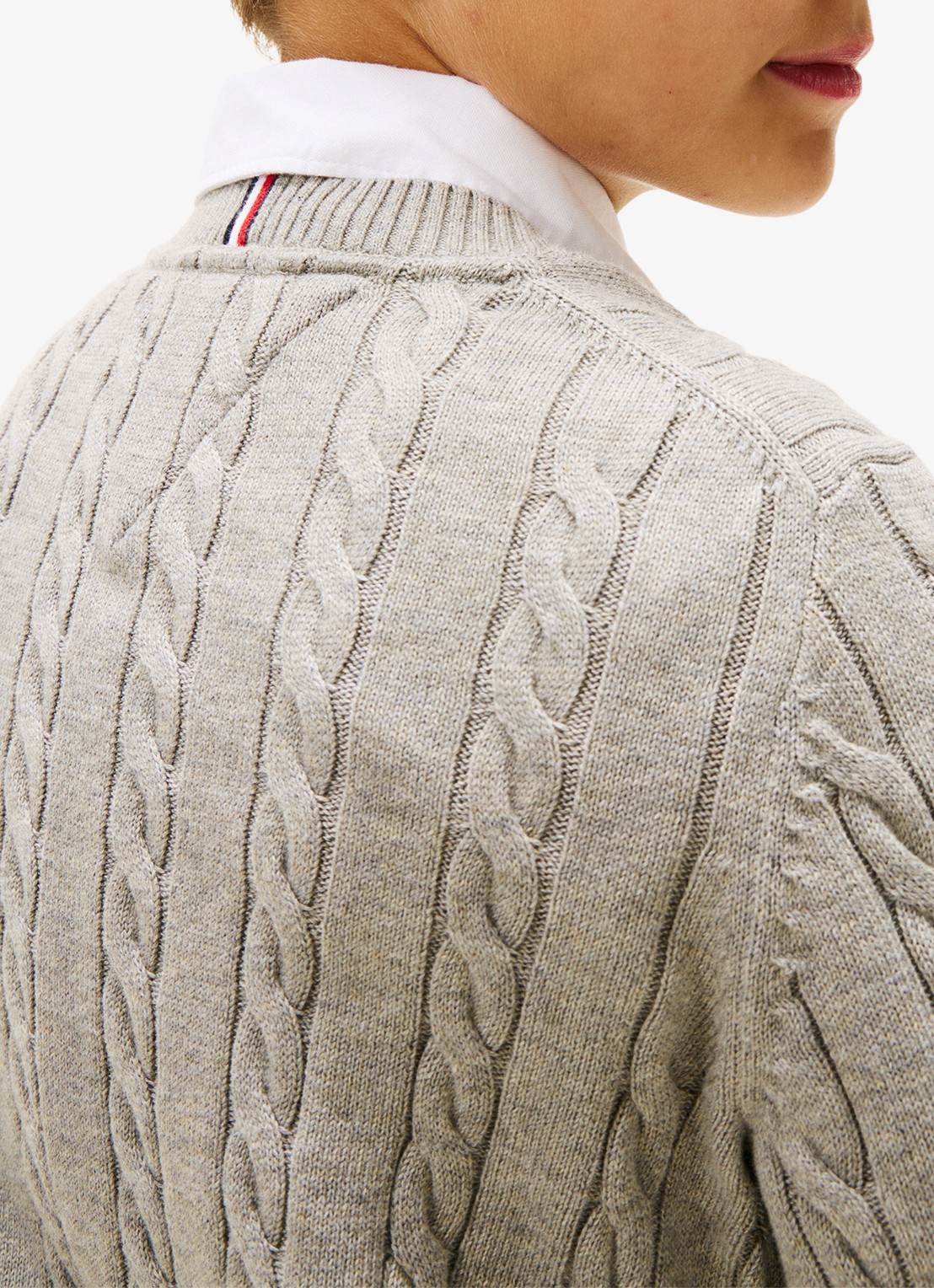 Tommy Hilfiger Essential Cable Knit Jumper - detail 4 grijs