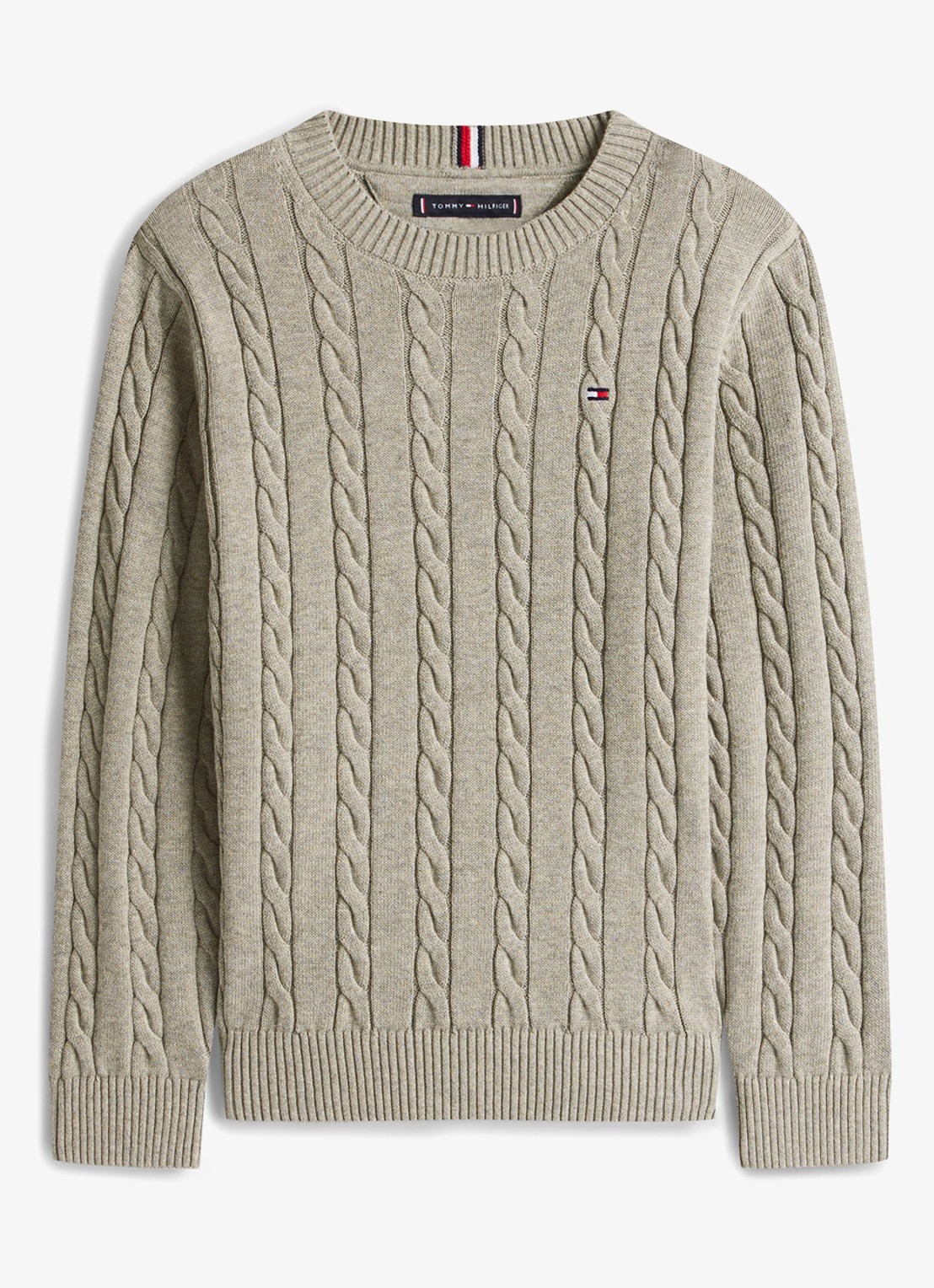 Tommy Hilfiger Essential Cable Knit Jumper - voorkant grijs