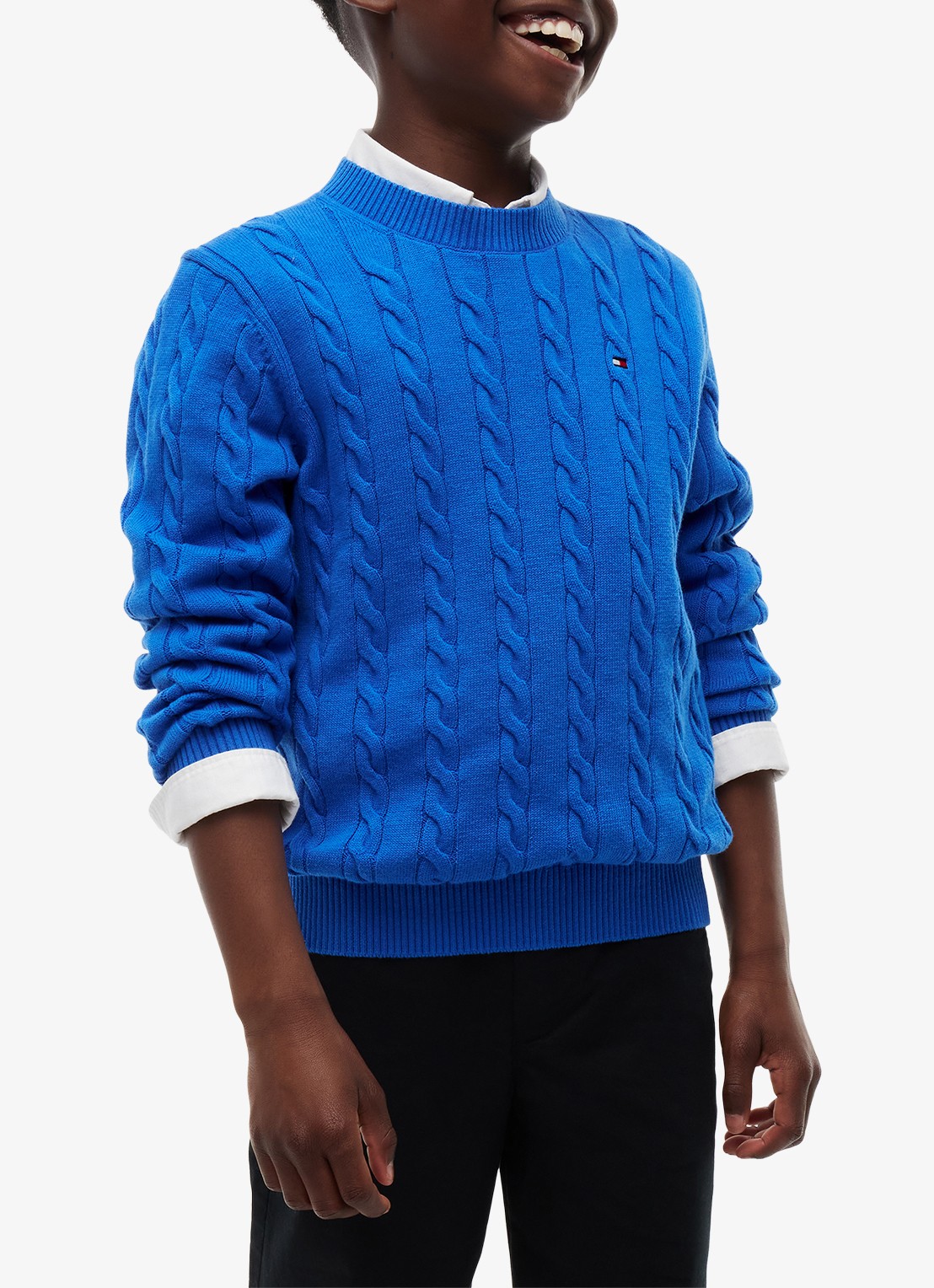 Tommy Hilfiger Essential Cable Knit Jumper - detail 2 vibrant blue-c6o / blauw