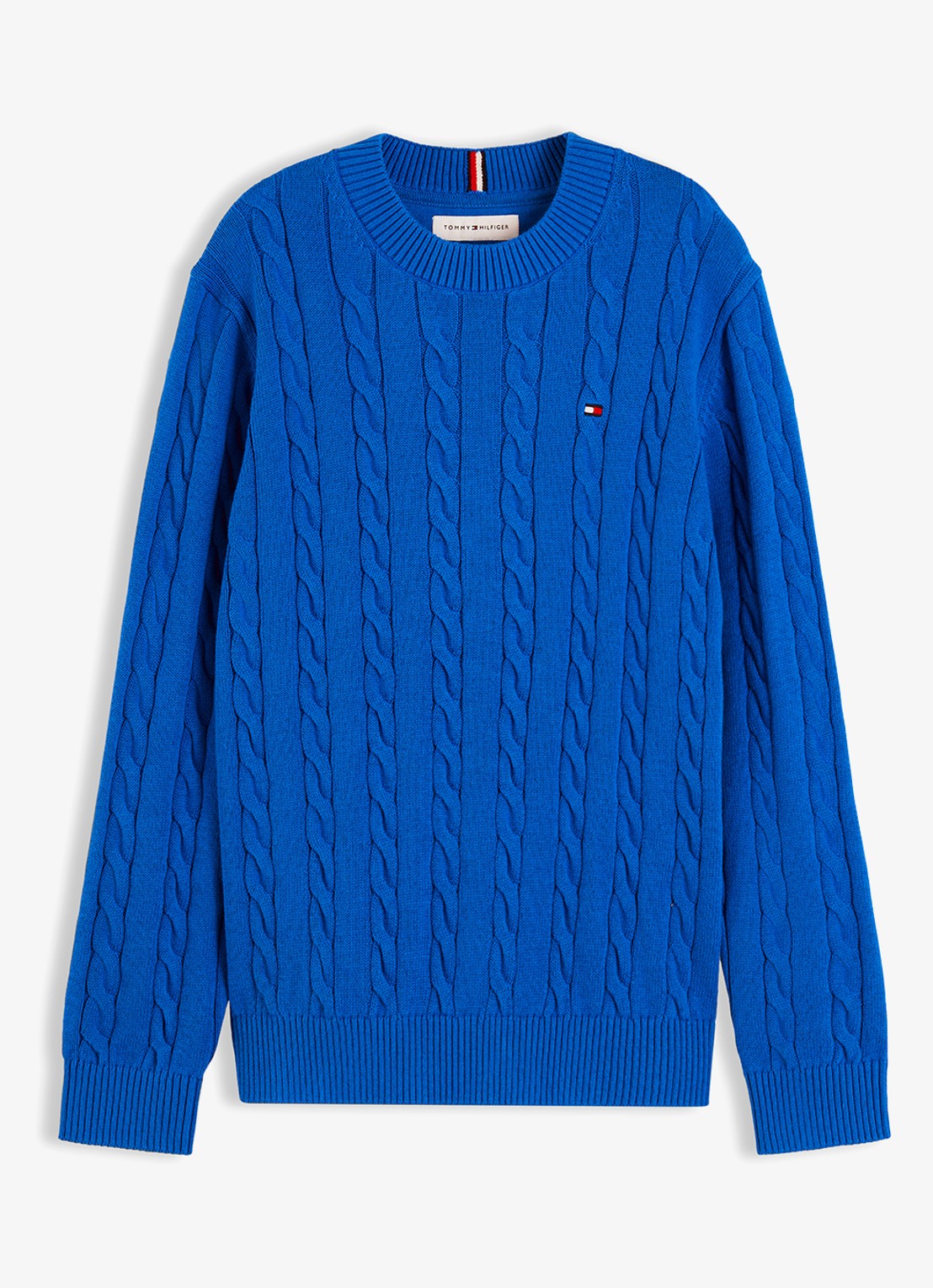 Tommy Hilfiger Essential Cable Knit Jumper - voorkant 4 vibrant blue-c6o / blauw