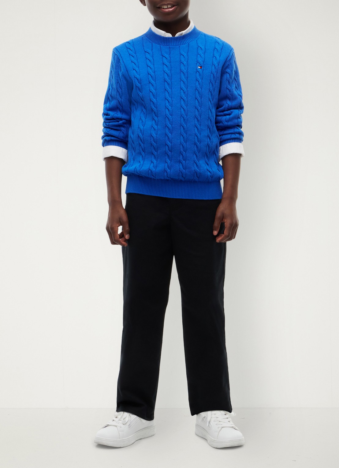Tommy Hilfiger Essential Cable Knit Jumper - voorkant 5 vibrant blue-c6o / blauw