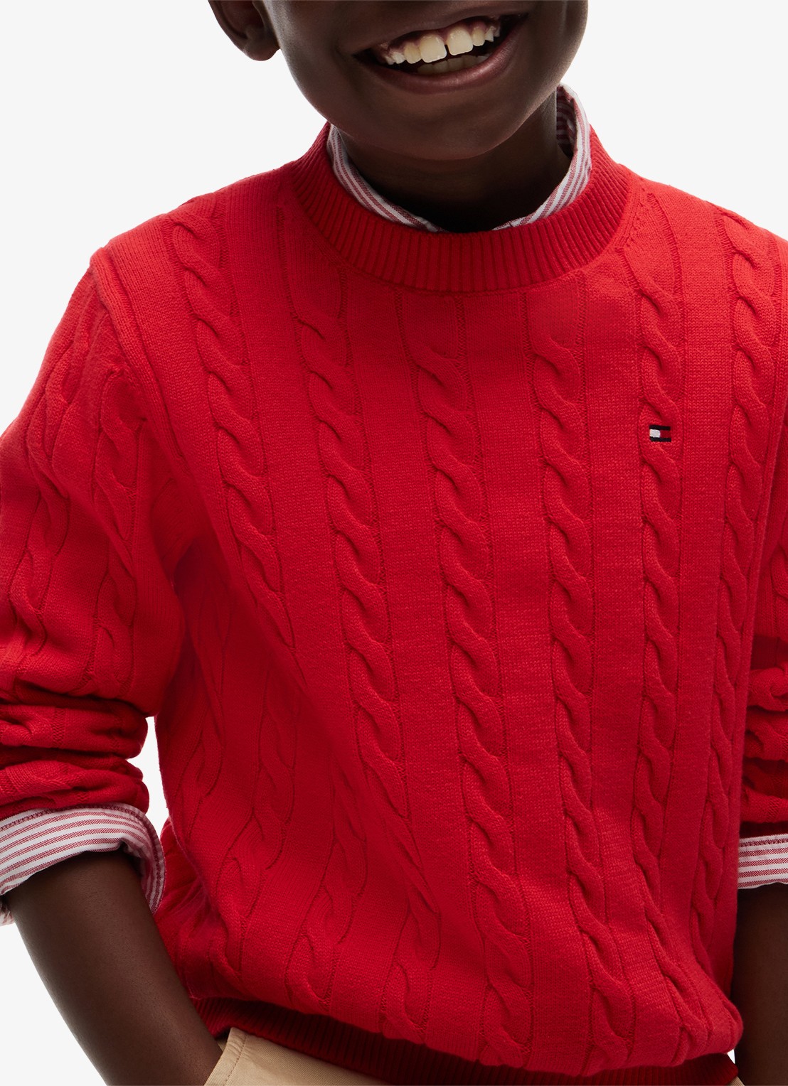 Tommy Hilfiger Essential Cable Knit Jumper - detail 2 red glare-xl7 / rood