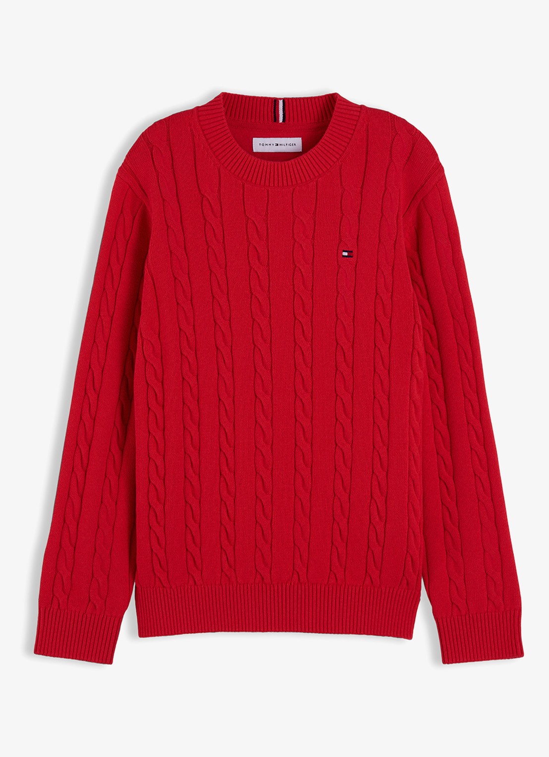 Tommy Hilfiger Essential Cable Knit Jumper - voorkant 4 red glare-xl7 / rood