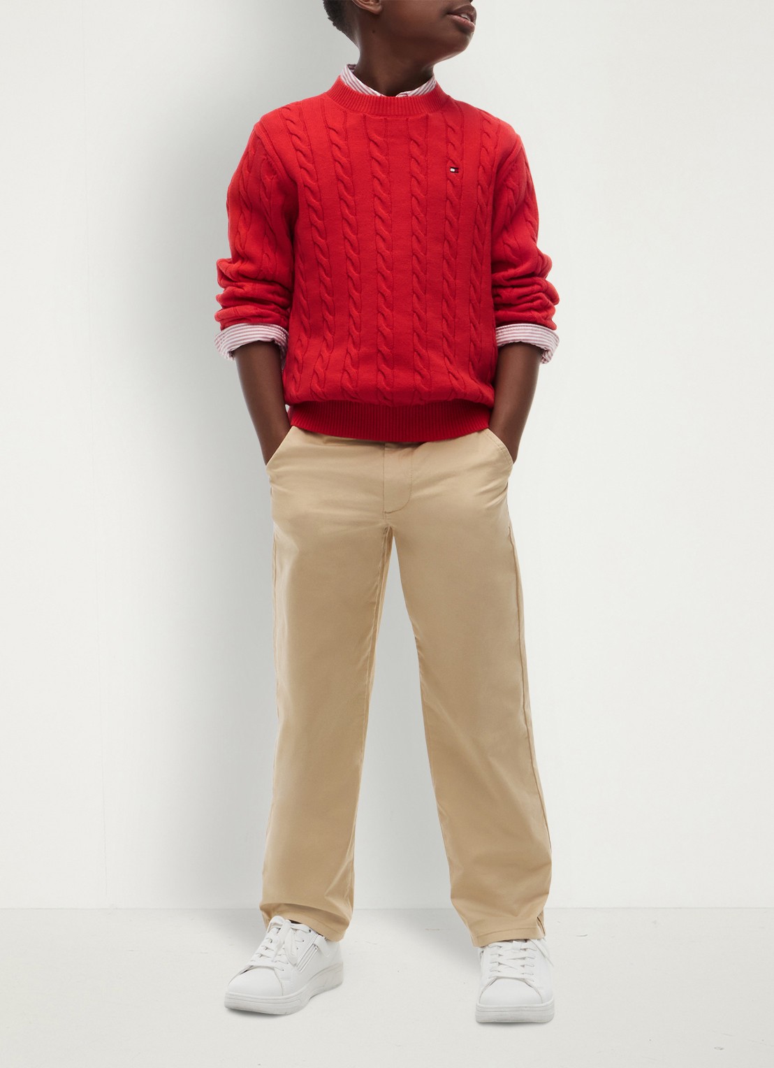 Tommy Hilfiger Essential Cable Knit Jumper - voorkant 5 red glare-xl7 / rood