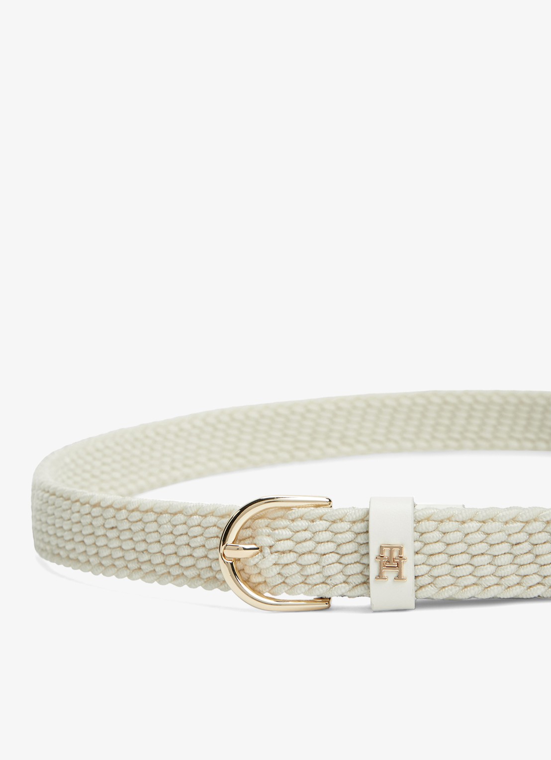 Tommy Hilfiger Essential Effortless 2.5 riem met gevlochten detail - voorkant 2 creme