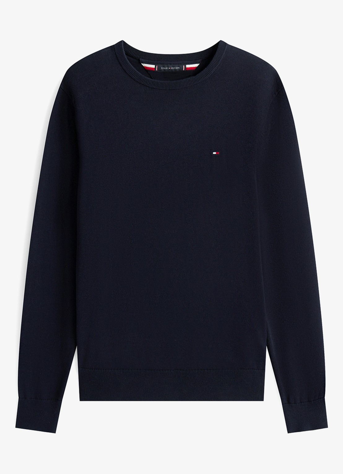 Tommy Hilfiger Essential fijngebreide pullover met logo - voorkant 3 donkerblauw