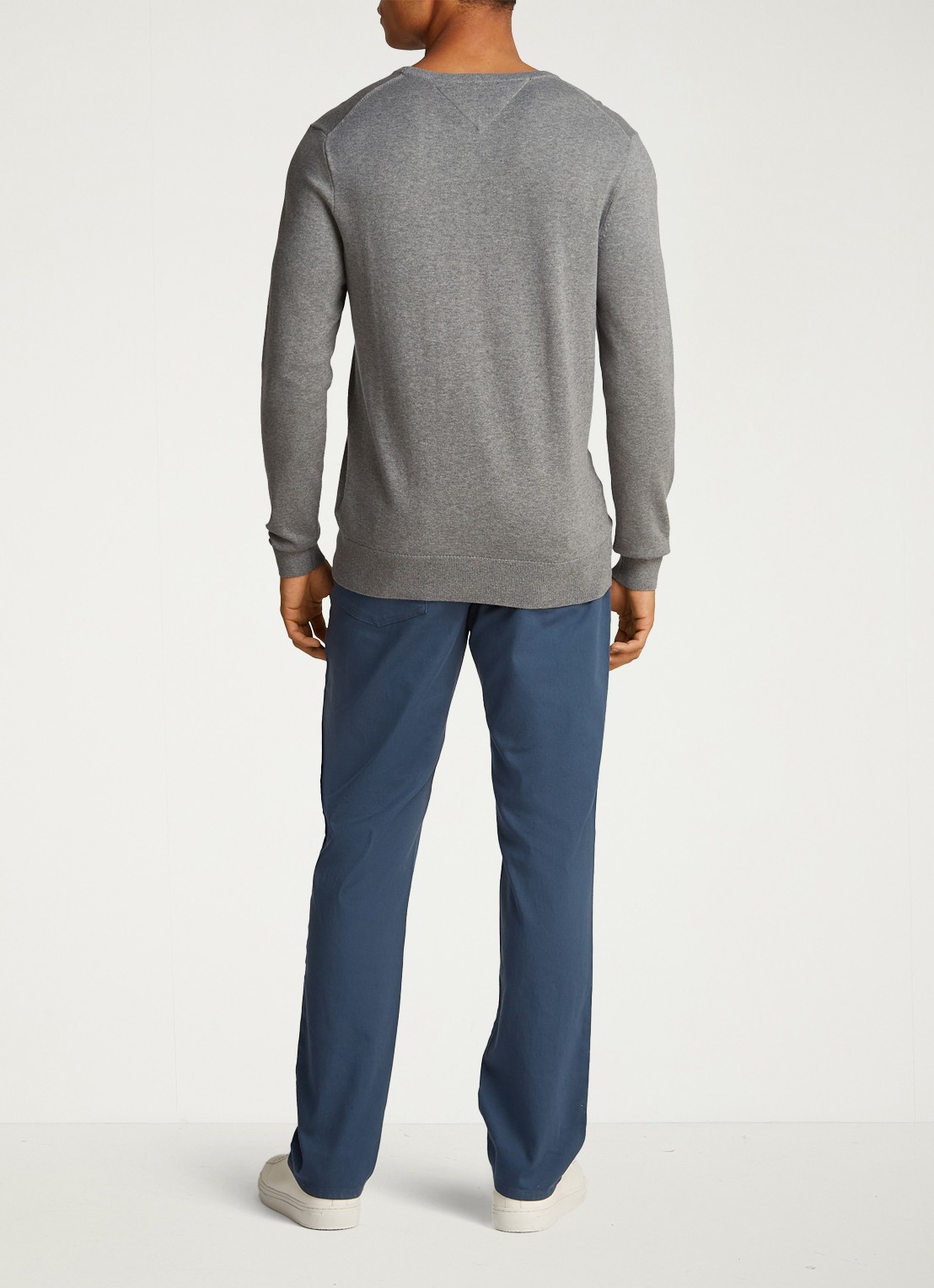 Tommy Hilfiger Essential fijngebreide pullover met logo - achterkant 8 grijsmele