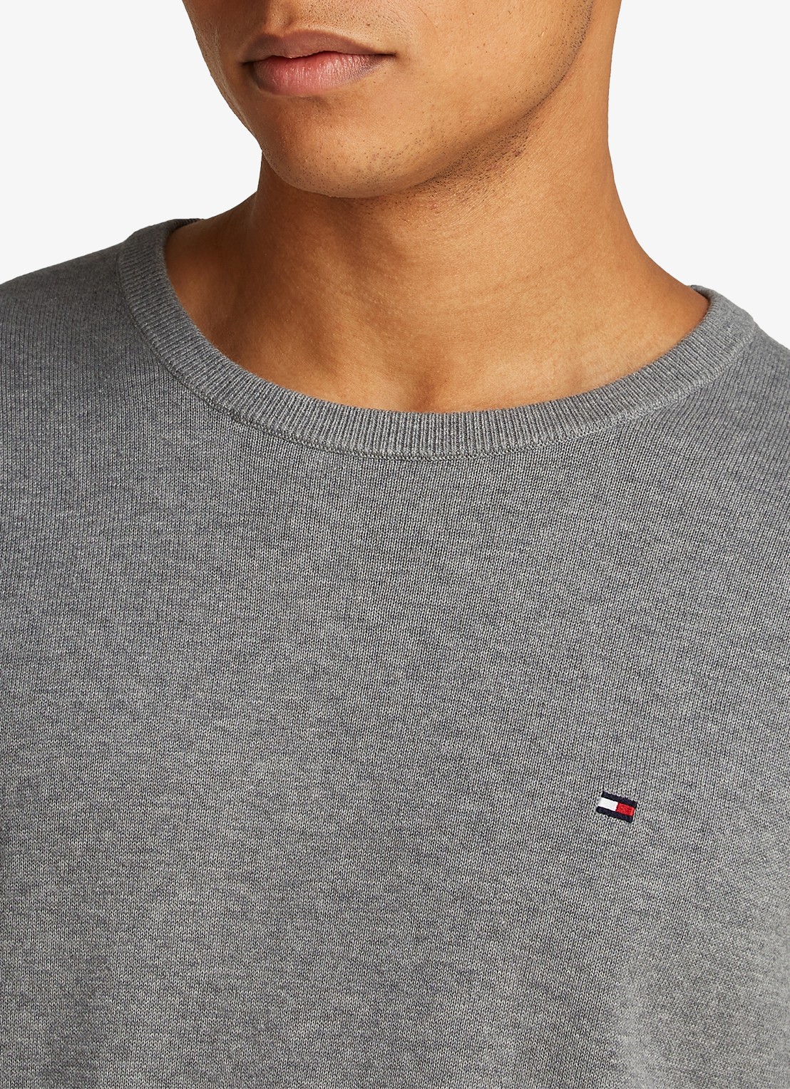 Tommy Hilfiger Essential fijngebreide pullover met logo - detail 5 grijsmele