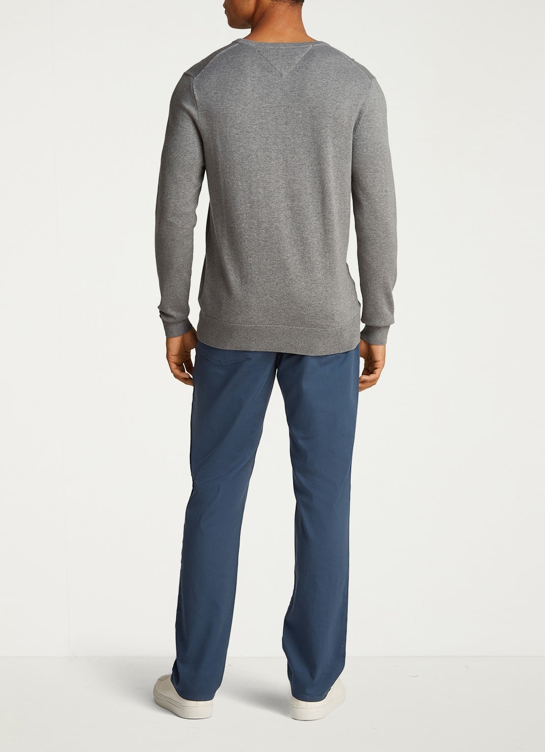 Tommy Hilfiger Essential fijngebreide pullover met logo - achterkant 9 grijsmele