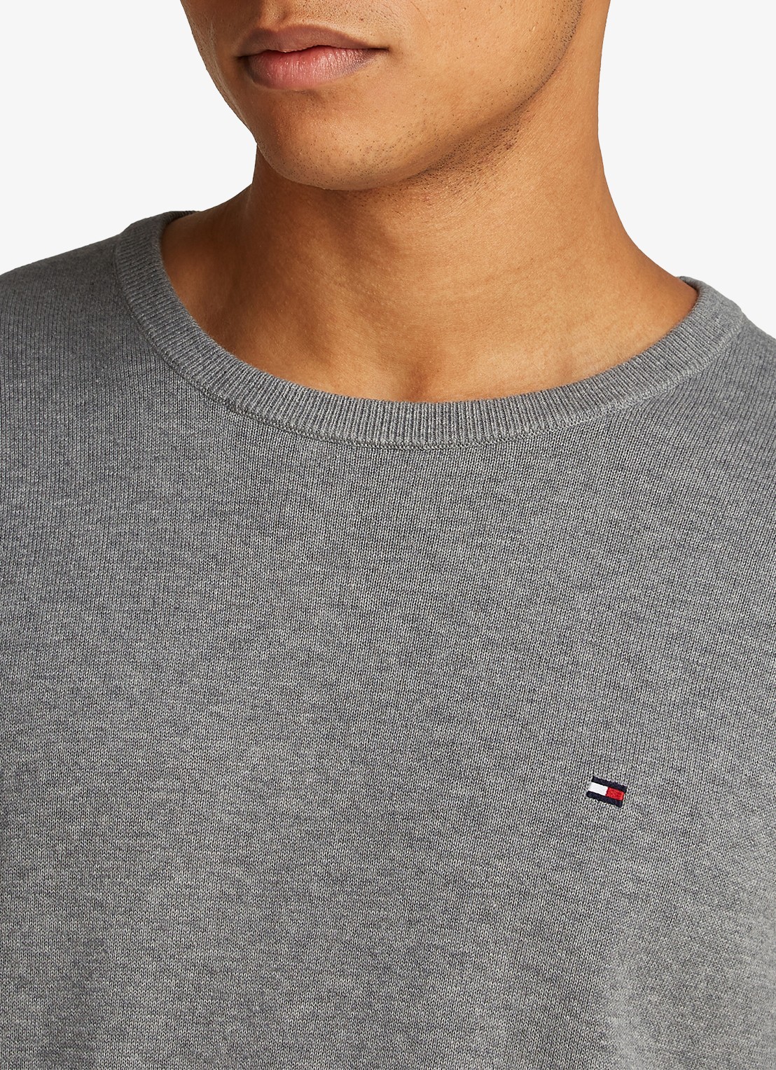 Tommy Hilfiger Essential fijngebreide pullover met logo - detail 7 grijsmele