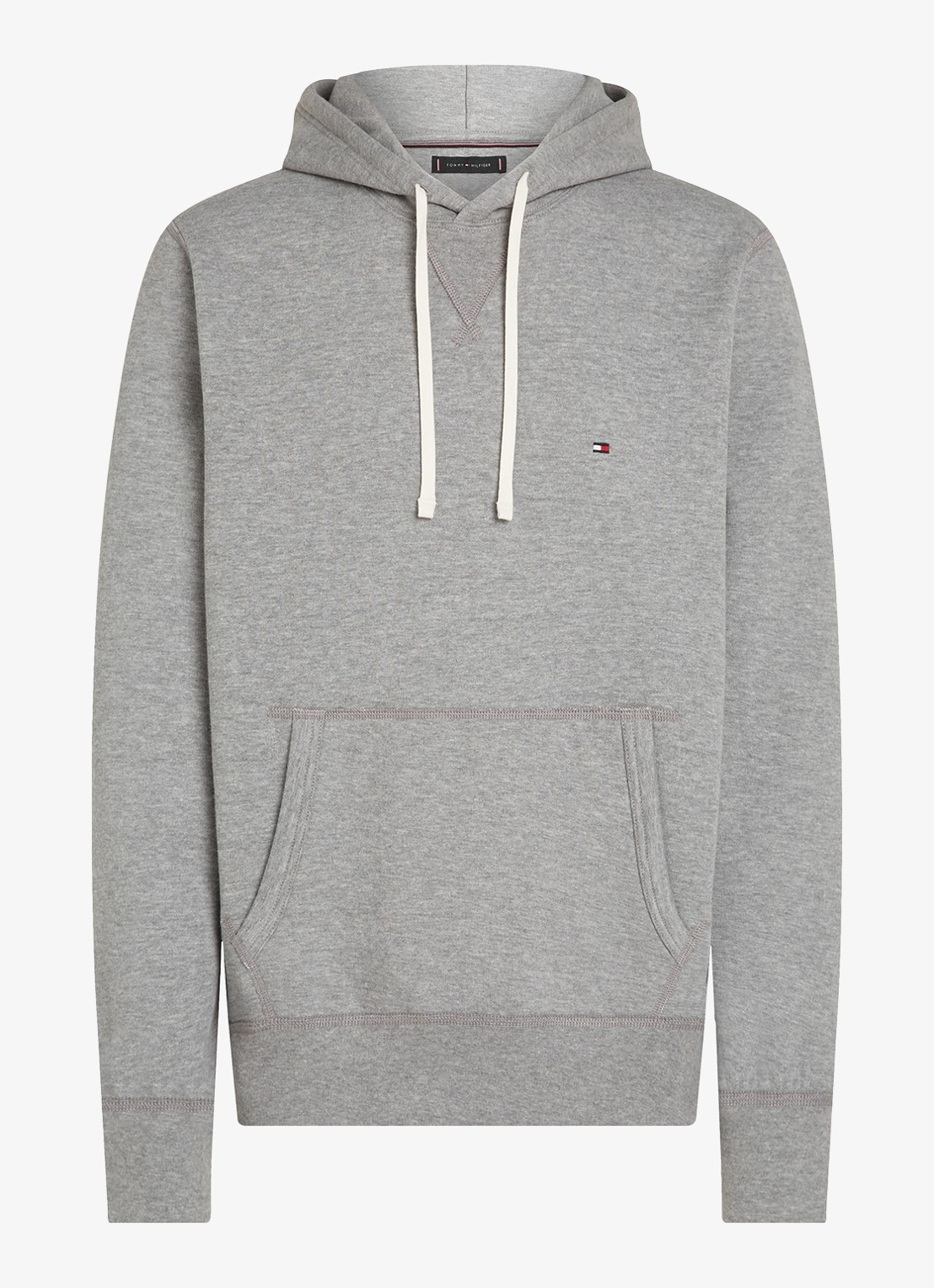 Tommy Hilfiger Essential hoodie met logoborduring - voorkant grijsmele