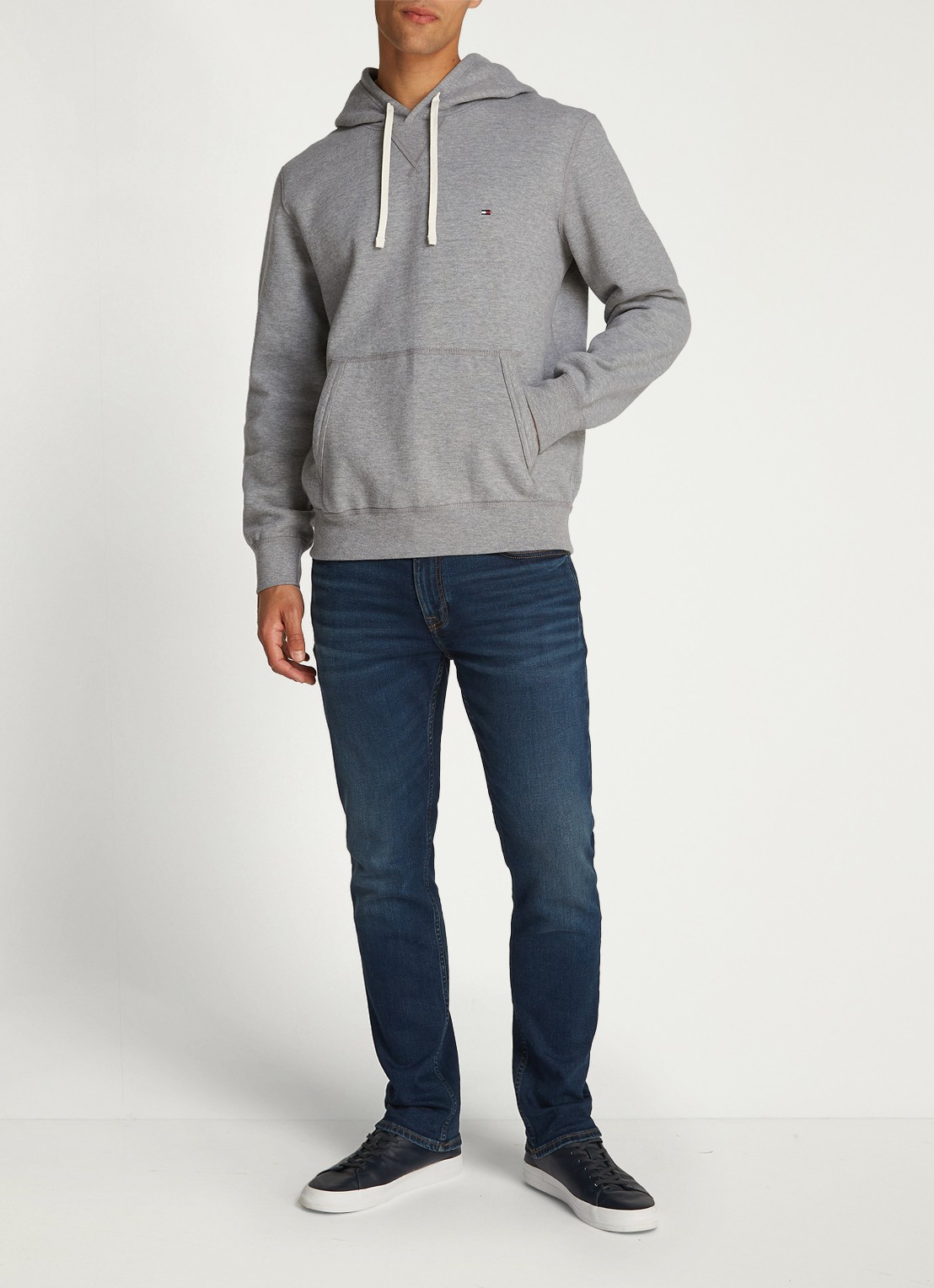 Tommy Hilfiger Essential hoodie met logoborduring - voorkant 2 grijsmele