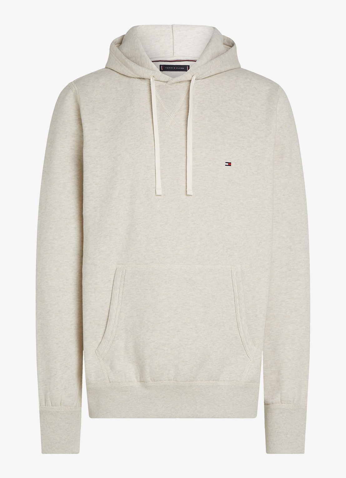 Tommy Hilfiger Essential hoodie met logoborduring - voorkant beige