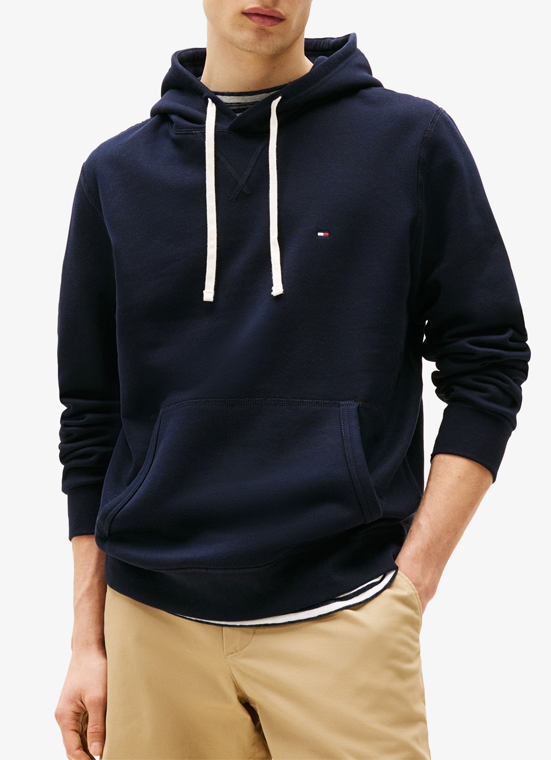 Tommy Hilfiger Essential hoodie met logoborduring - detail donkerblauw
