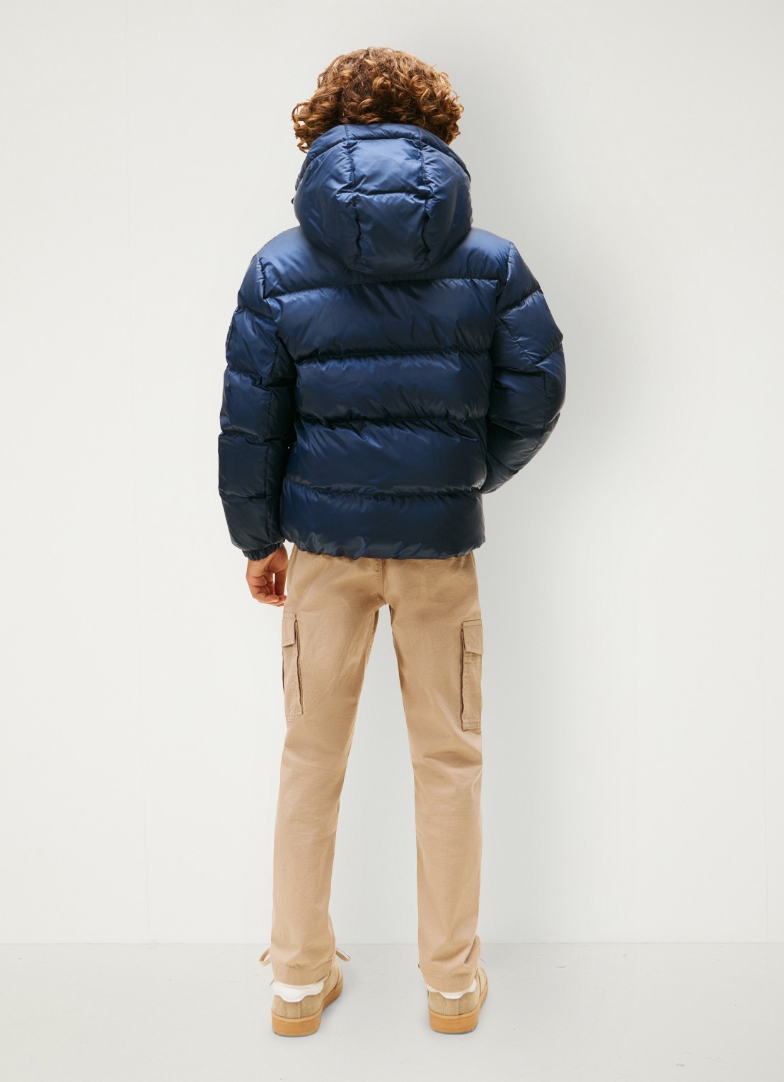 Tommy Hilfiger Essential puffer jas met capuchon - achterkant donkerblauw
