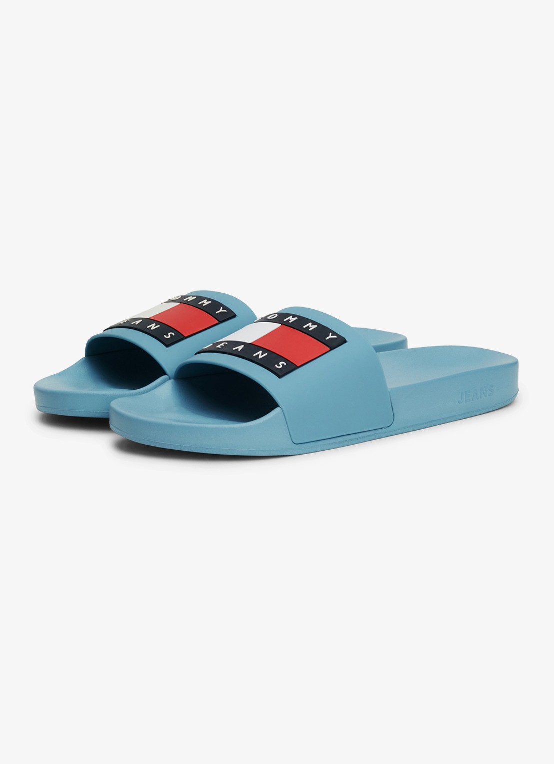 Tommy Hilfiger Essential slipper met logo - voorkant 5 lichtblauw