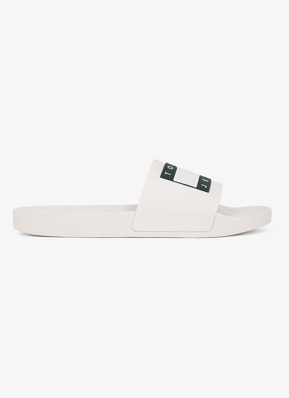 Tommy Hilfiger Essential slipper met logo - voorkant beige