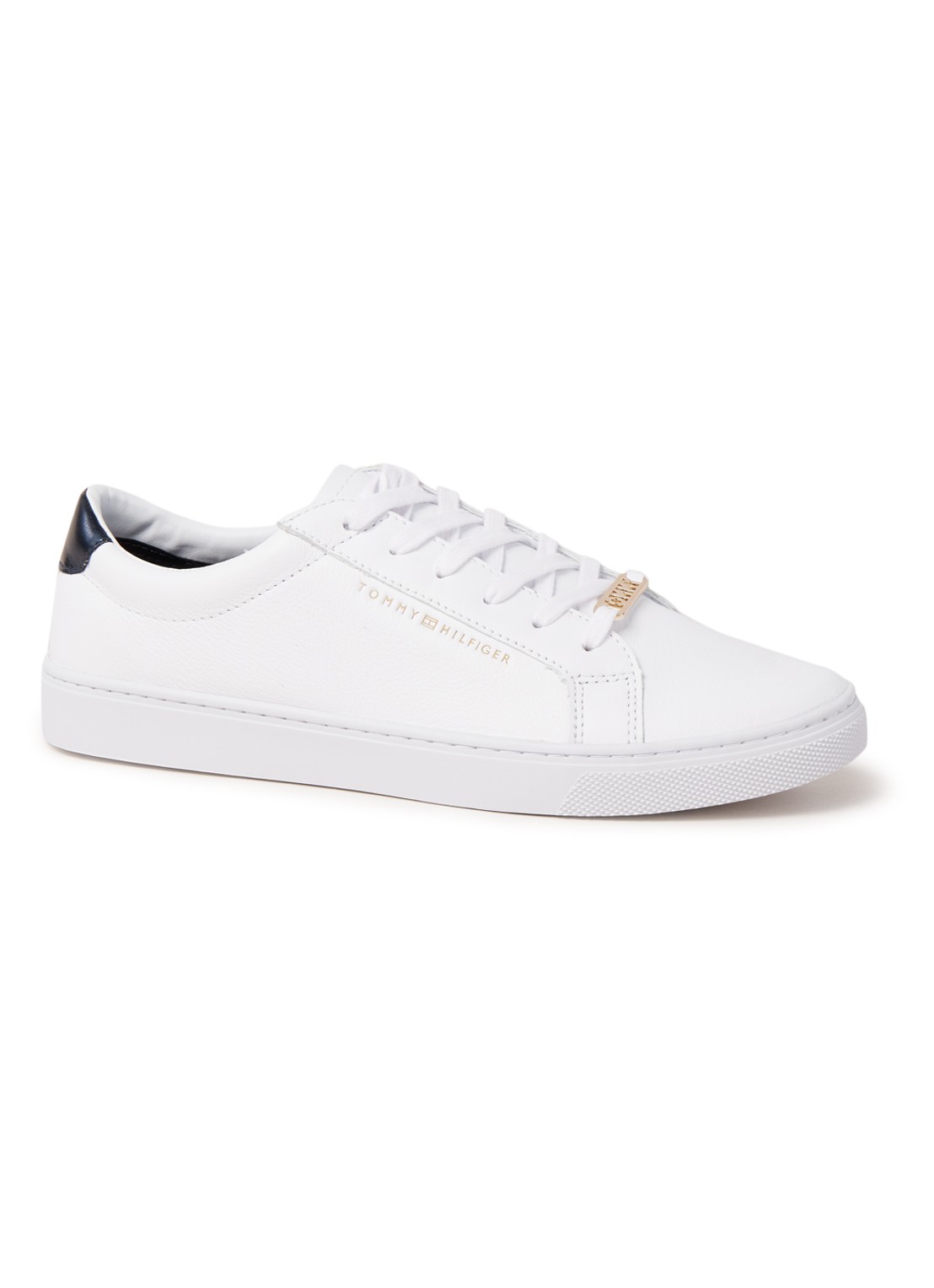 Tommy Hilfiger Essential sneaker van leer - voorkant wit