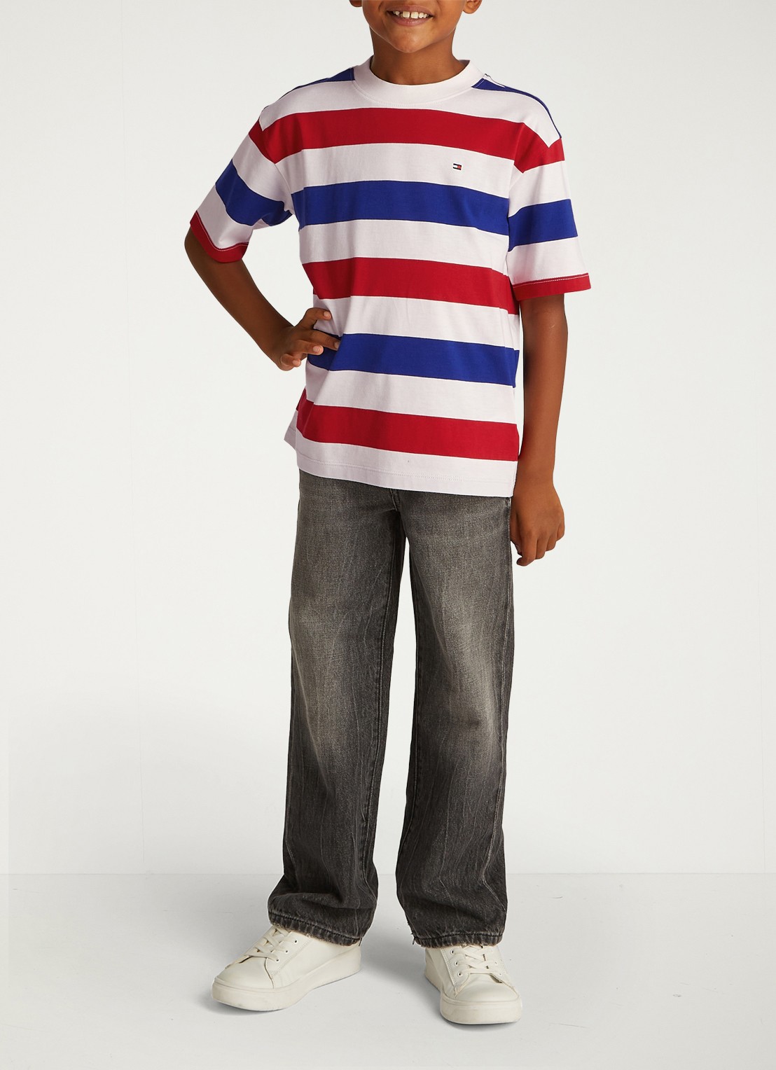 Tommy Hilfiger Essential T-shirt met streepprint - voorkant 2 rood