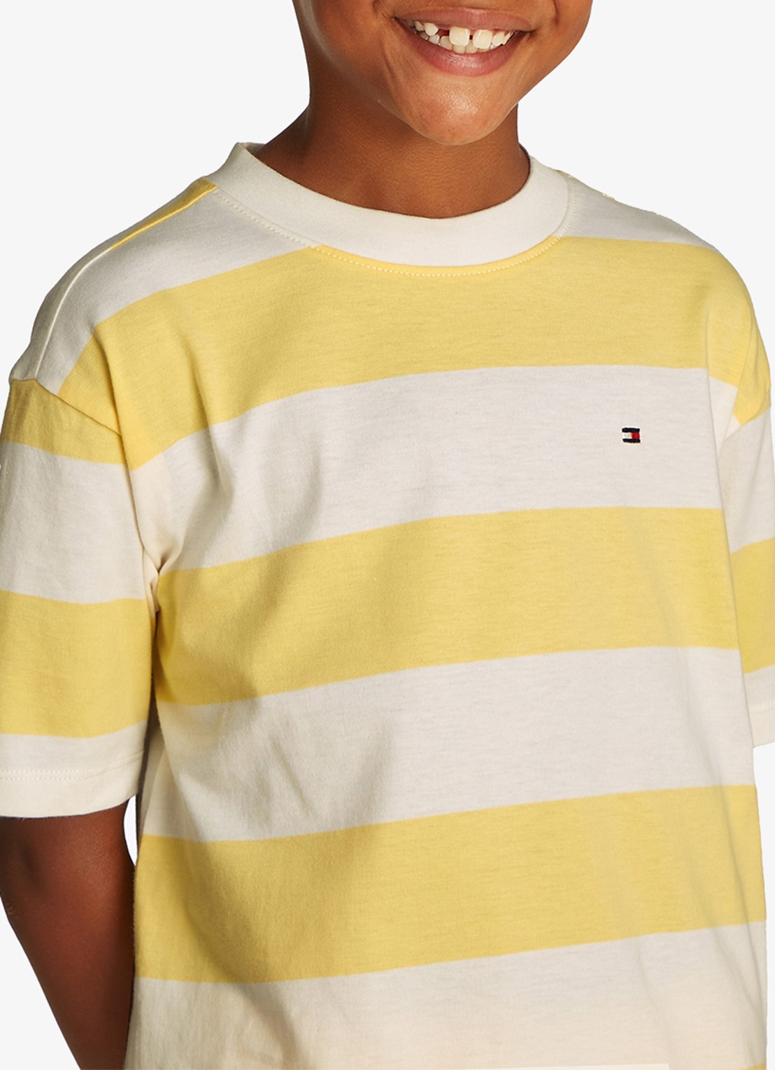 Tommy Hilfiger Essential T-shirt met streepprint - detail 4 geel