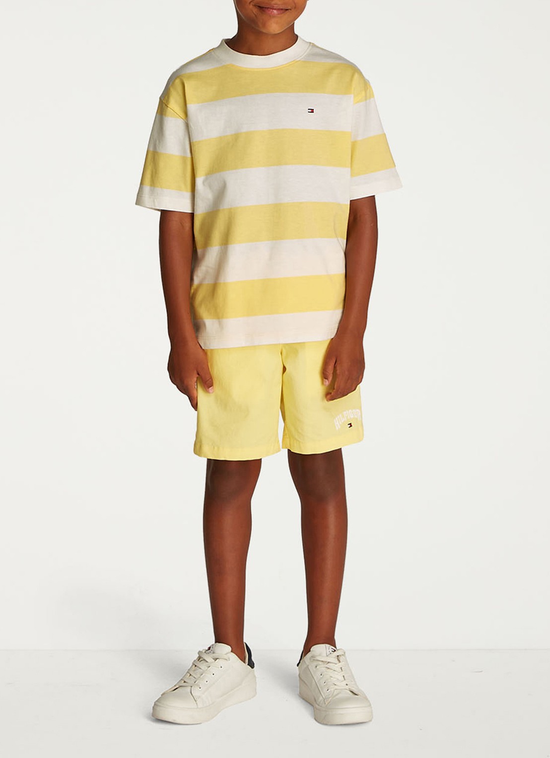 Tommy Hilfiger Essential T-shirt met streepprint - voorkant 2 geel