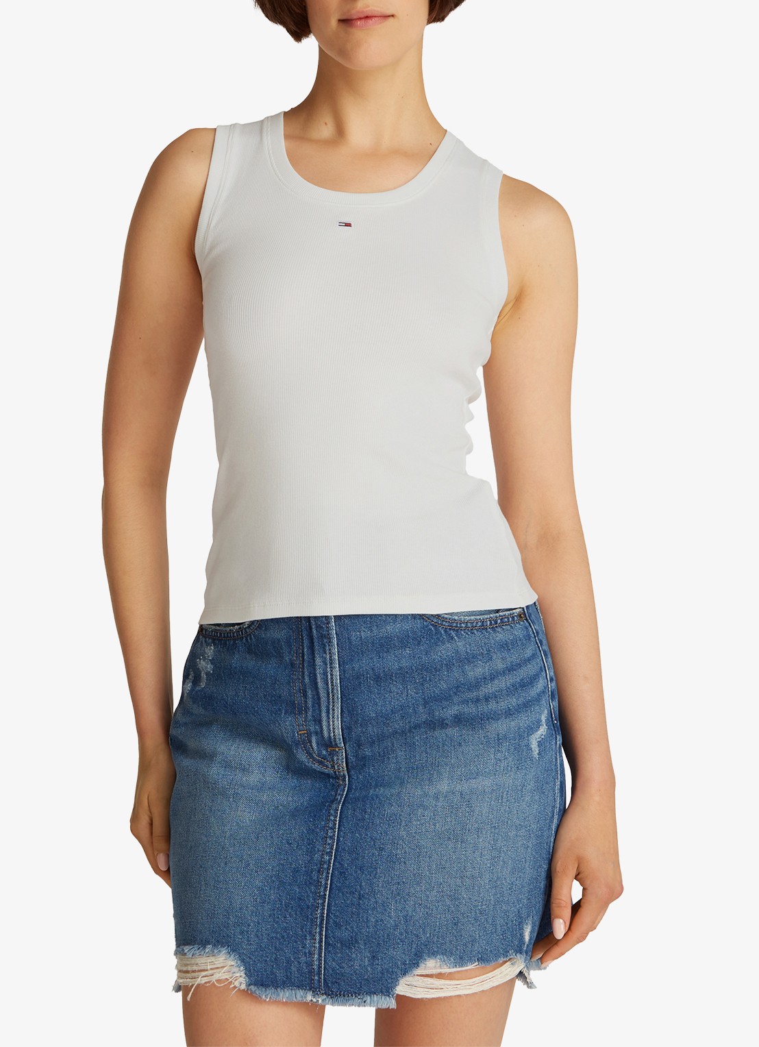 Tommy Hilfiger Essential tanktop met logo - detail 3 wit