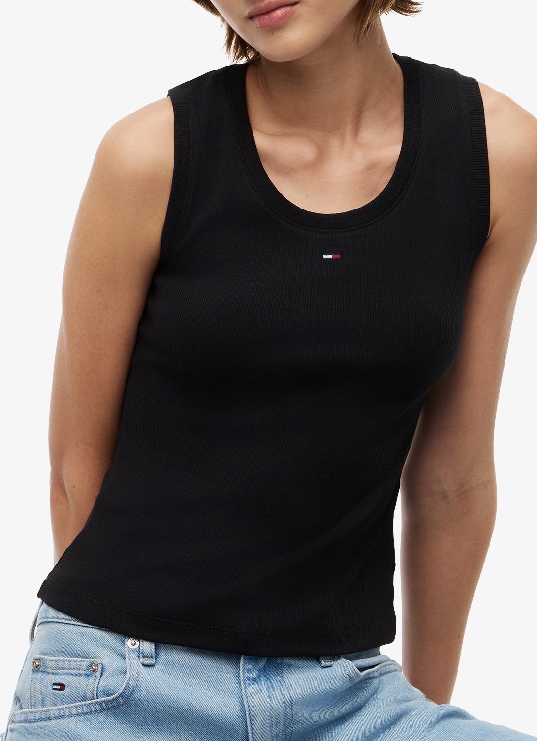 Tommy Hilfiger Essential tanktop met logo - detail 4 zwart