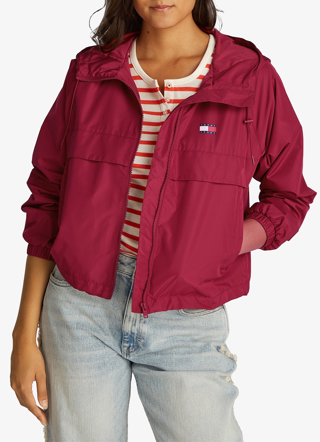 Tommy Hilfiger Essential windbreaker met steekzakken - detail 4 kersenrood