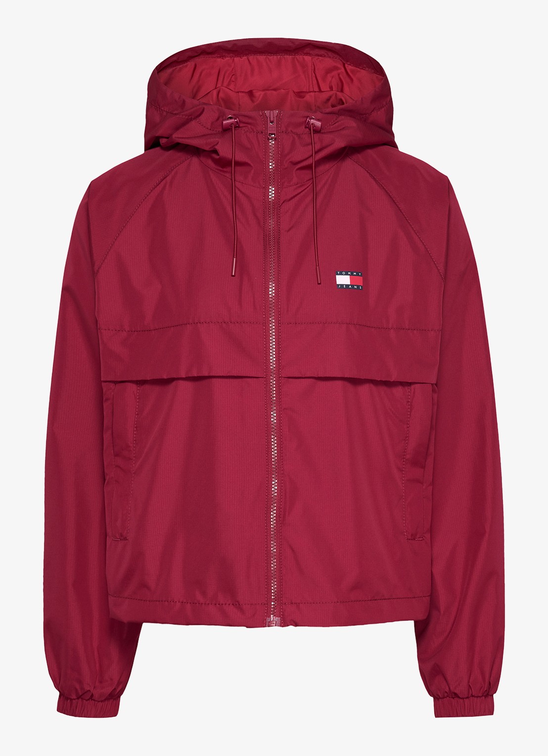 Tommy Hilfiger Essential windbreaker met steekzakken - voorkant kersenrood