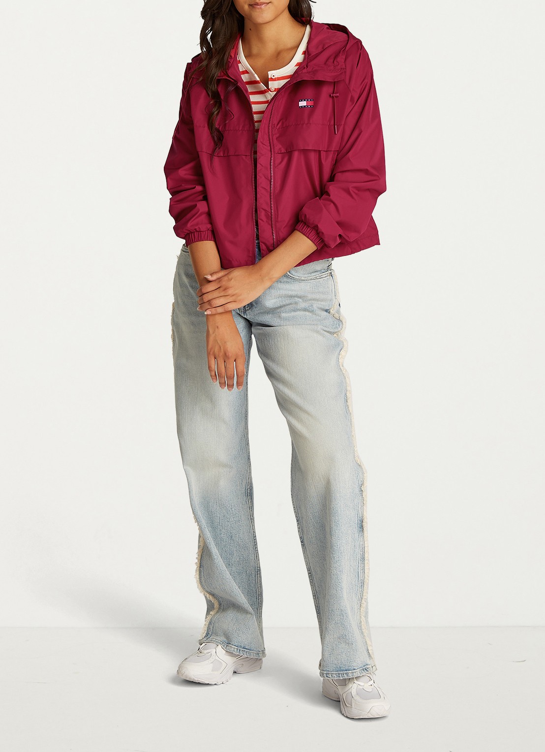 Tommy Hilfiger Essential windbreaker met steekzakken - voorkant 2 kersenrood