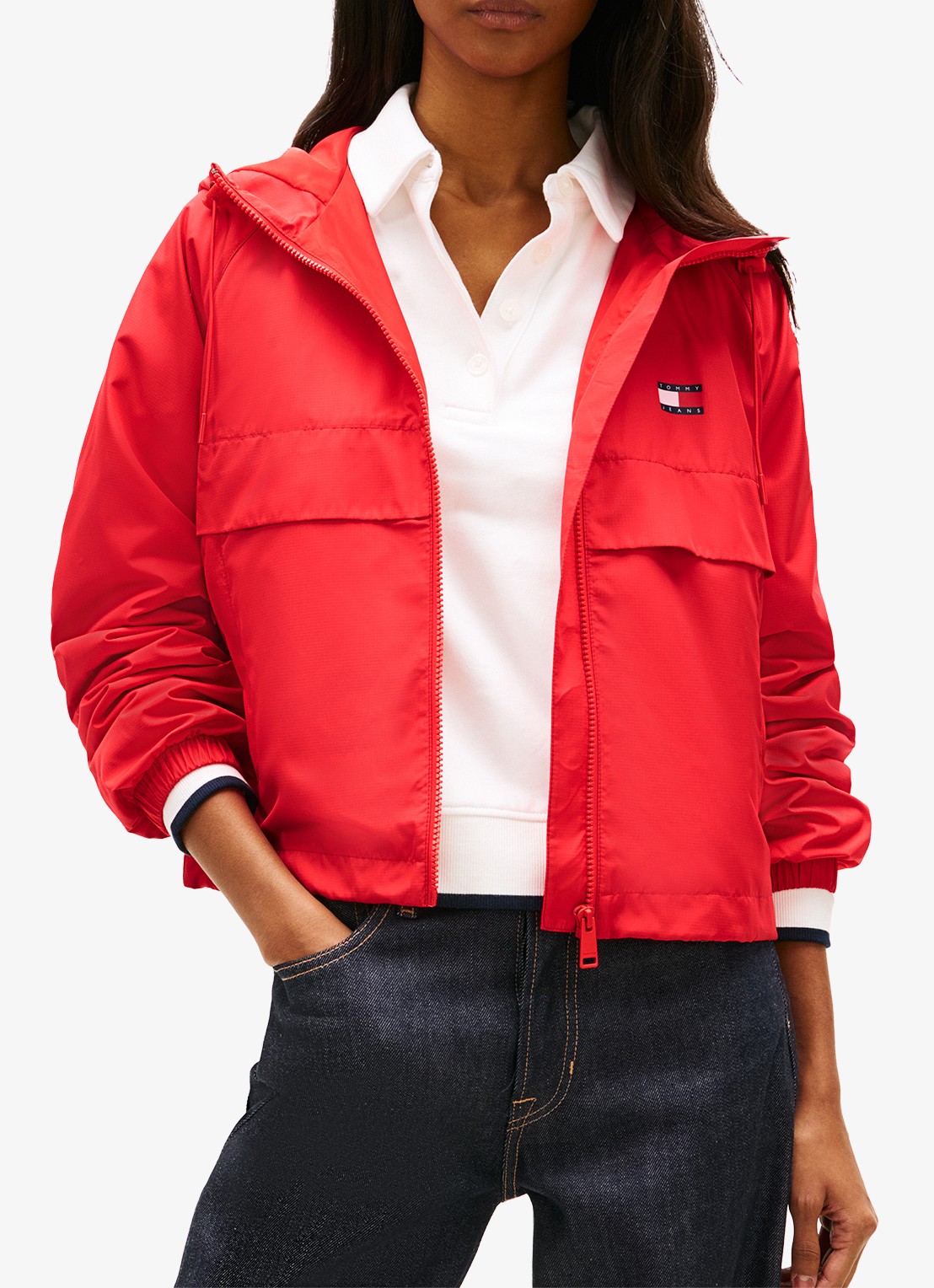 Tommy Hilfiger Essential windbreaker met steekzakken - detail 4 oranjerood