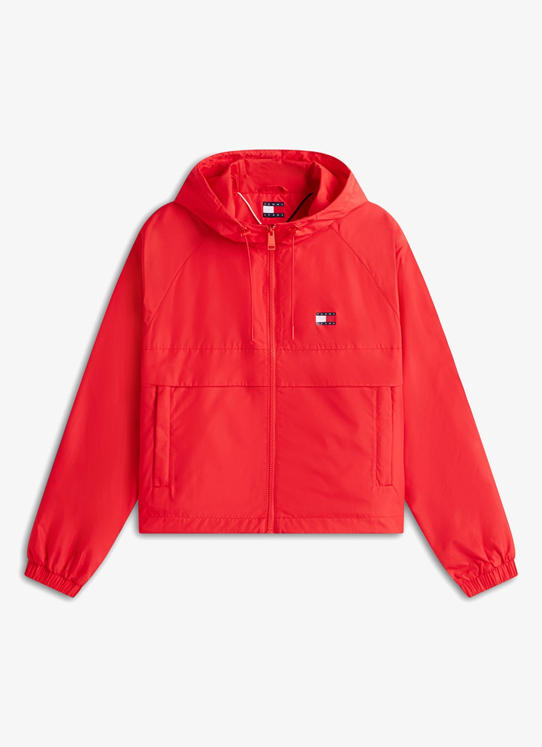 Tommy Hilfiger Essential windbreaker met steekzakken - voorkant oranjerood