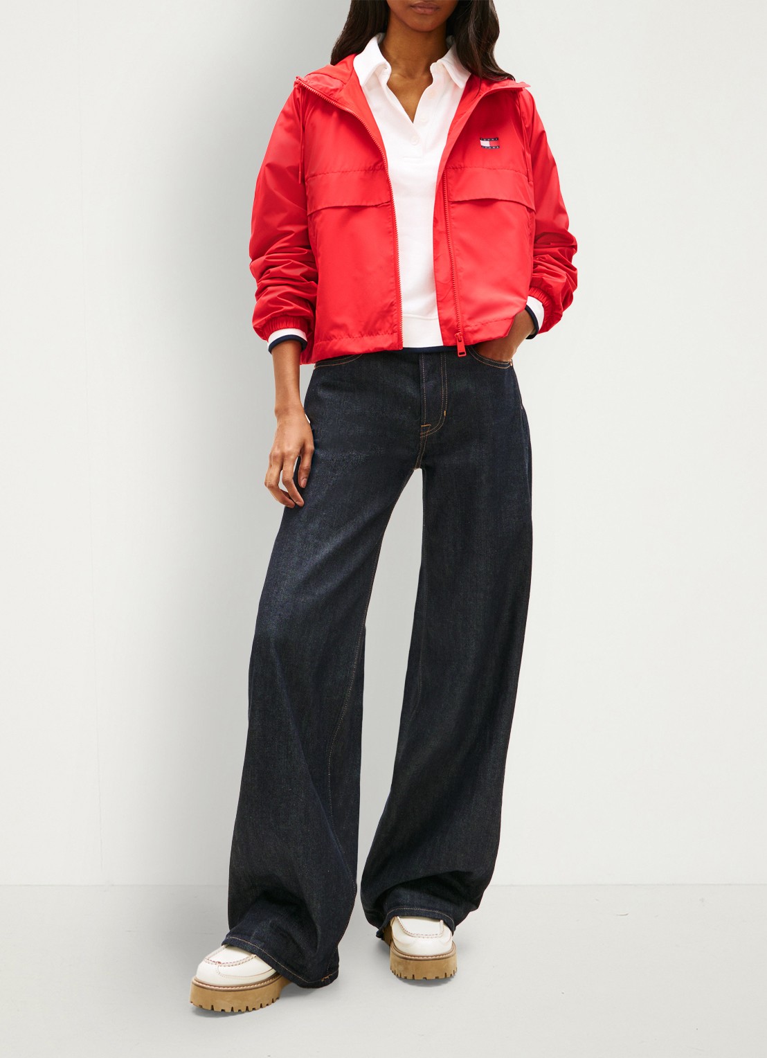 Tommy Hilfiger Essential windbreaker met steekzakken - voorkant 2 oranjerood