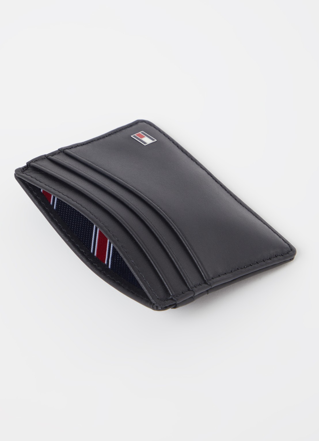 Tommy Hilfiger Eton pasjeshouder van leer met logo - voorkant 2 zwart