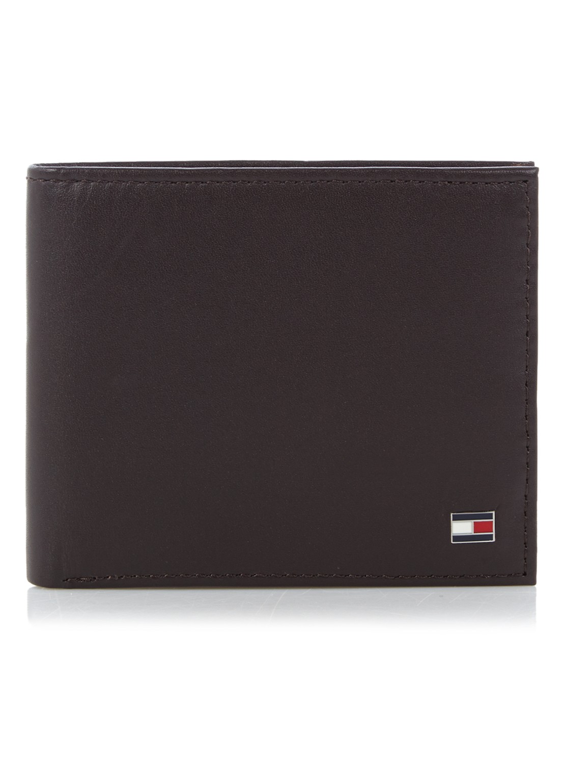 Tommy Hilfiger Eton portemonnee van leer - voorkant 2 donkerbruin