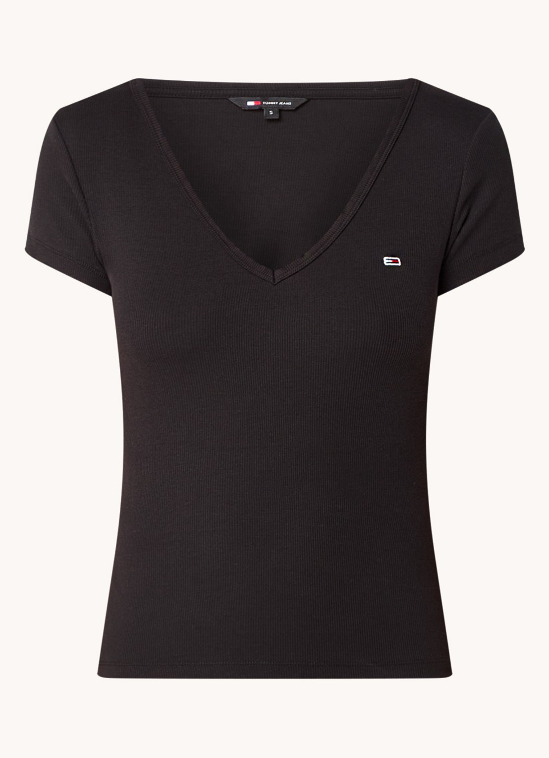 Tommy Hilfiger Fijngebreid T-shirt met logo - voorkant 2 zwart