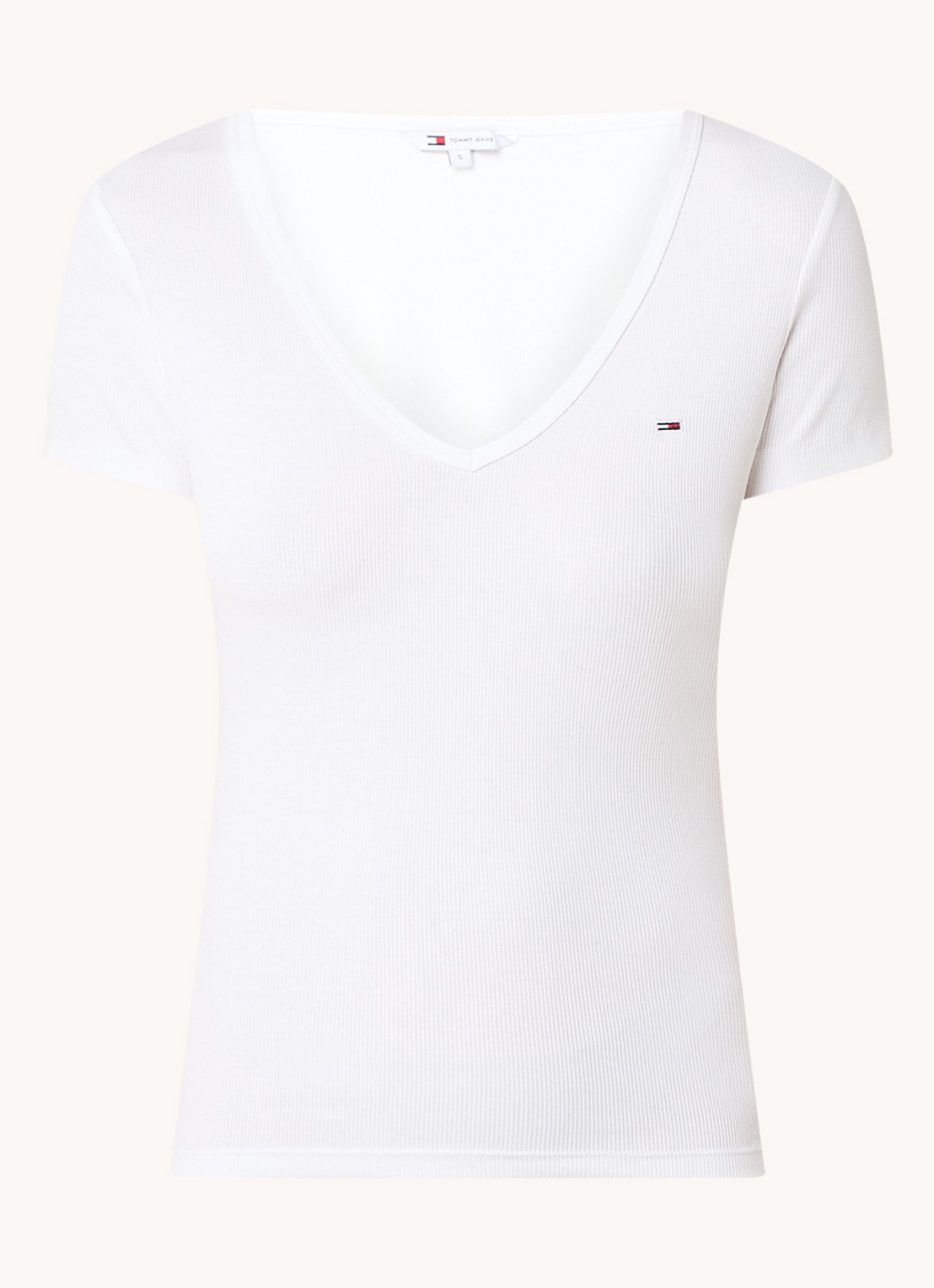 Tommy Hilfiger Fijngebreid T-shirt met logo - voorkant 3 wit
