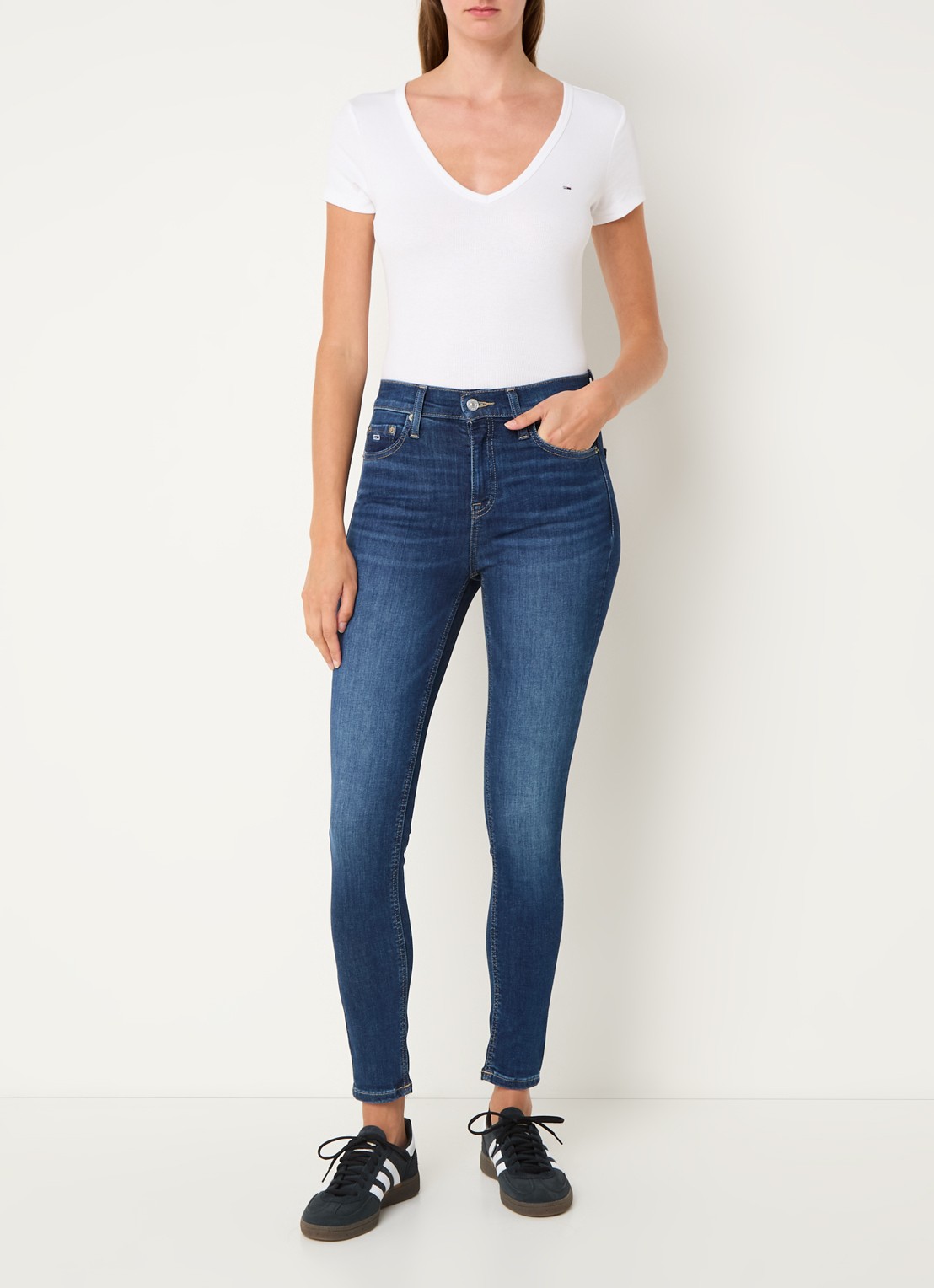 Tommy Hilfiger Fijngebreid T-shirt met logo - voorkant 4 wit