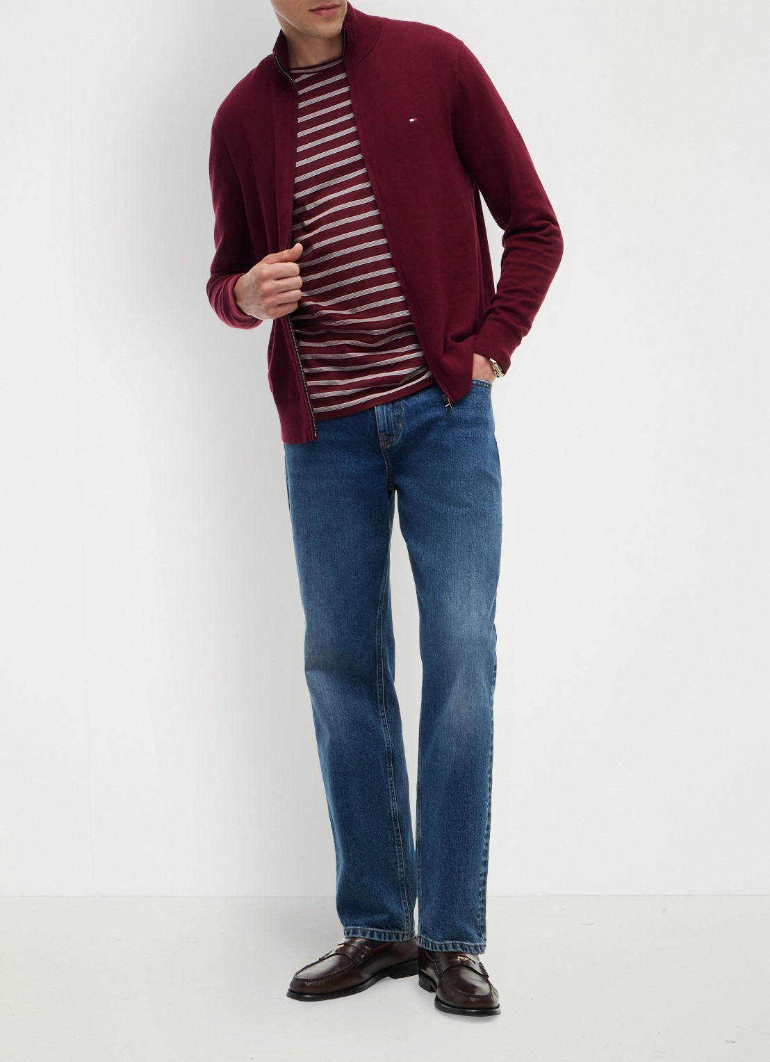 Tommy Hilfiger Fijngebreid vest in kasjmierblend met logoborduring  - voorkant 2 rood