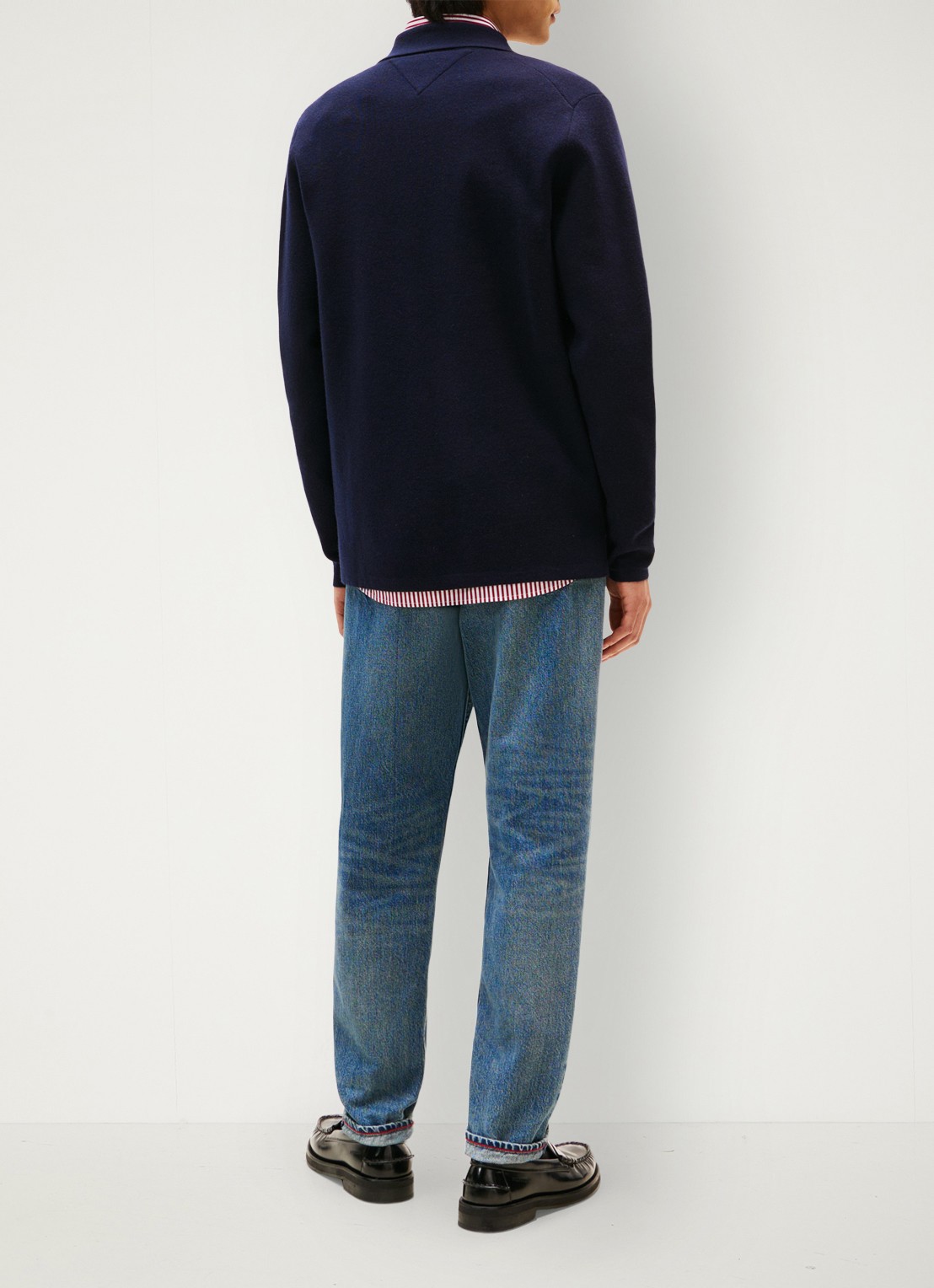 Tommy Hilfiger Fijngebreid vest in wolblend - achterkant donkerblauw