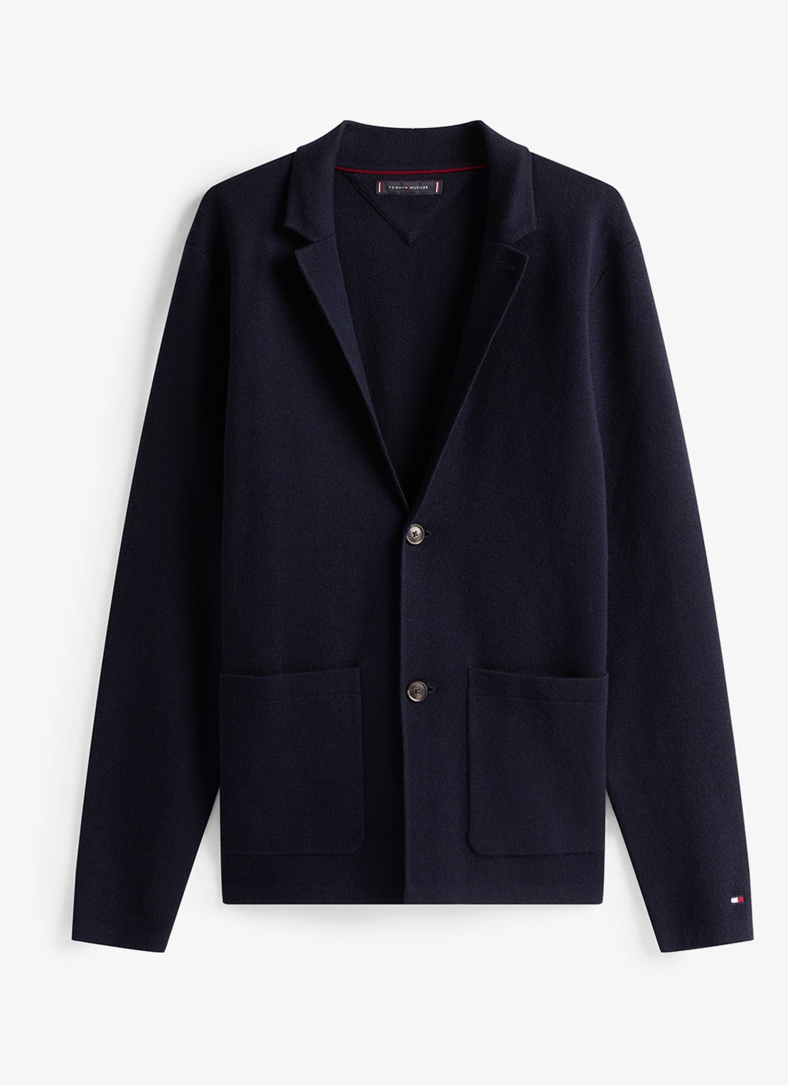 Tommy Hilfiger Fijngebreid vest in wolblend - voorkant 2 donkerblauw