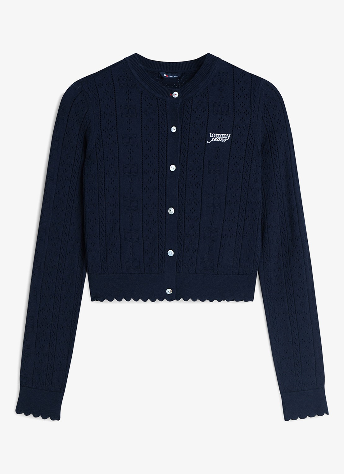Tommy Hilfiger Fijngebreid vest met opengewerkt dessin - voorkant 4 donkerblauw