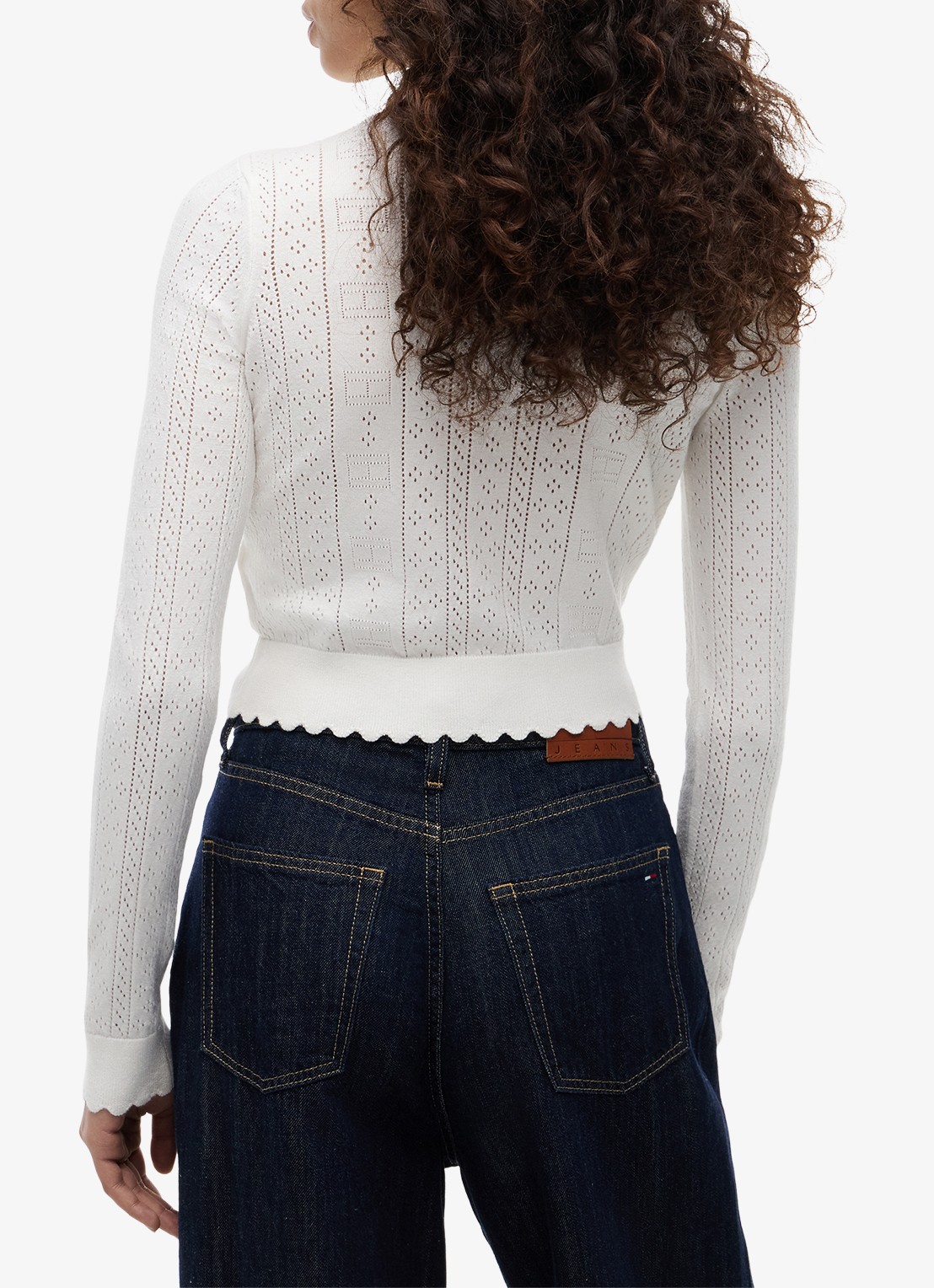 Tommy Hilfiger Fijngebreid vest met opengewerkt dessin - achterkant 5 gebroken wit