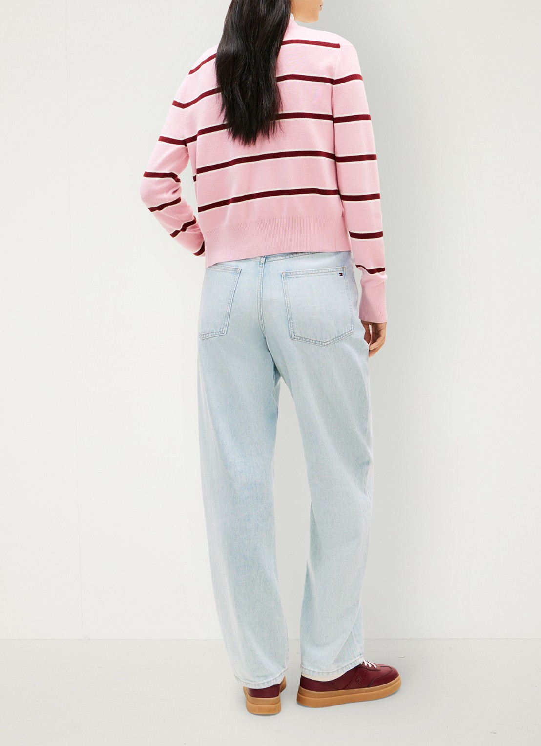 Tommy Hilfiger Fijngebreid vest met streepprint - achterkant 5 roze