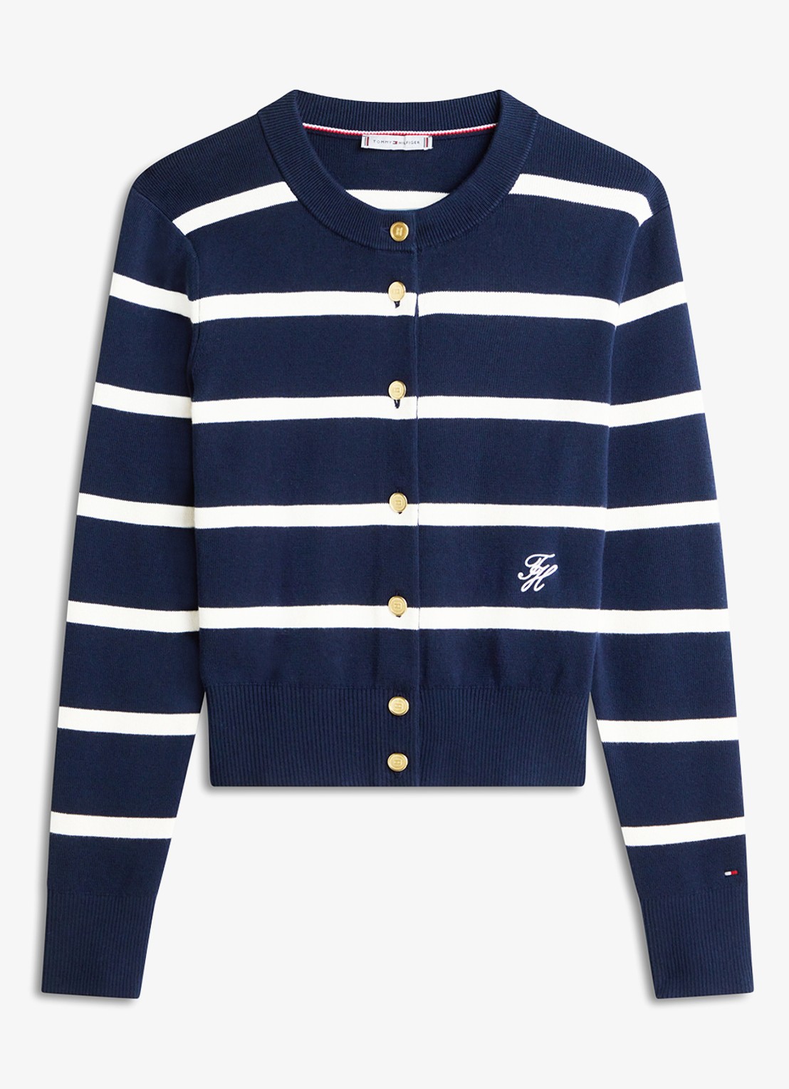 Tommy Hilfiger Fijngebreid vest met streepprint - voorkant 4 donkerblauw