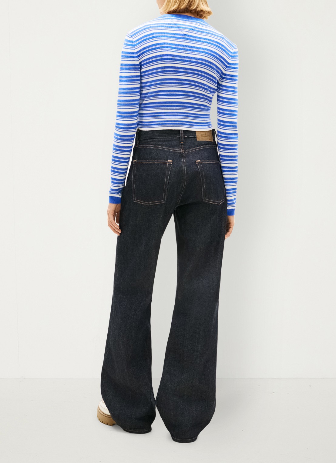 Tommy Hilfiger Fijngebreid vest met streepprint - achterkant 5 blauw